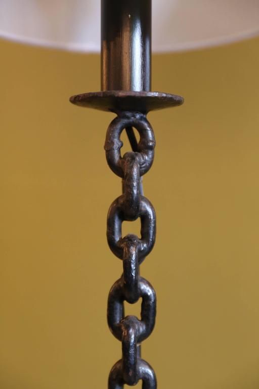 One of a Kind Tall Black Chain Link Lamp with Shade at 1stDibs