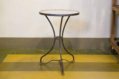Marble-Top Iron Bistro Table from France, circa 1900