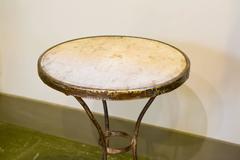 Marble-Top French Iron Bistro Table with Brass Band, circa 1910