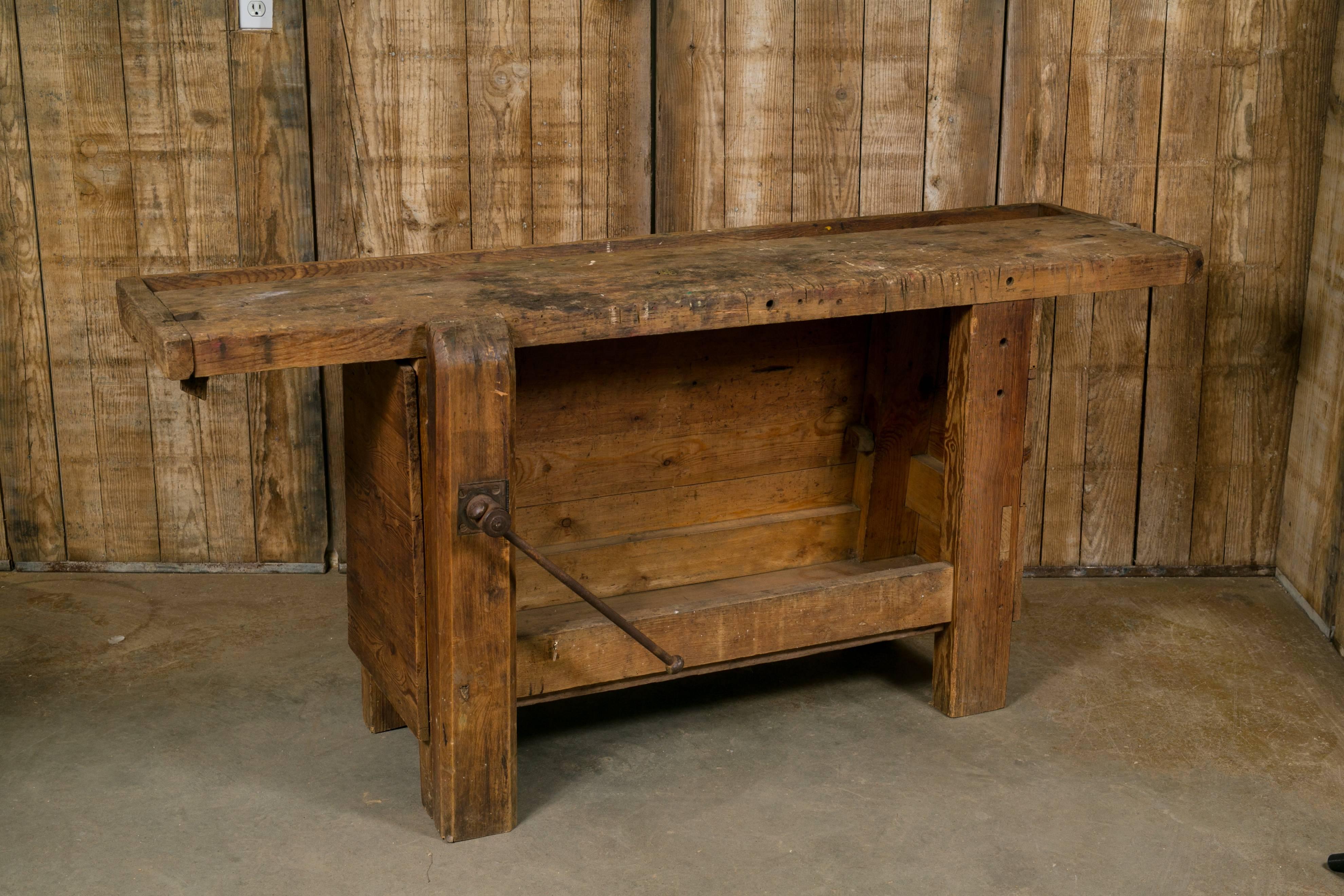 Industrial Closed Front Work Bench/ Console Table from France, circa 1920