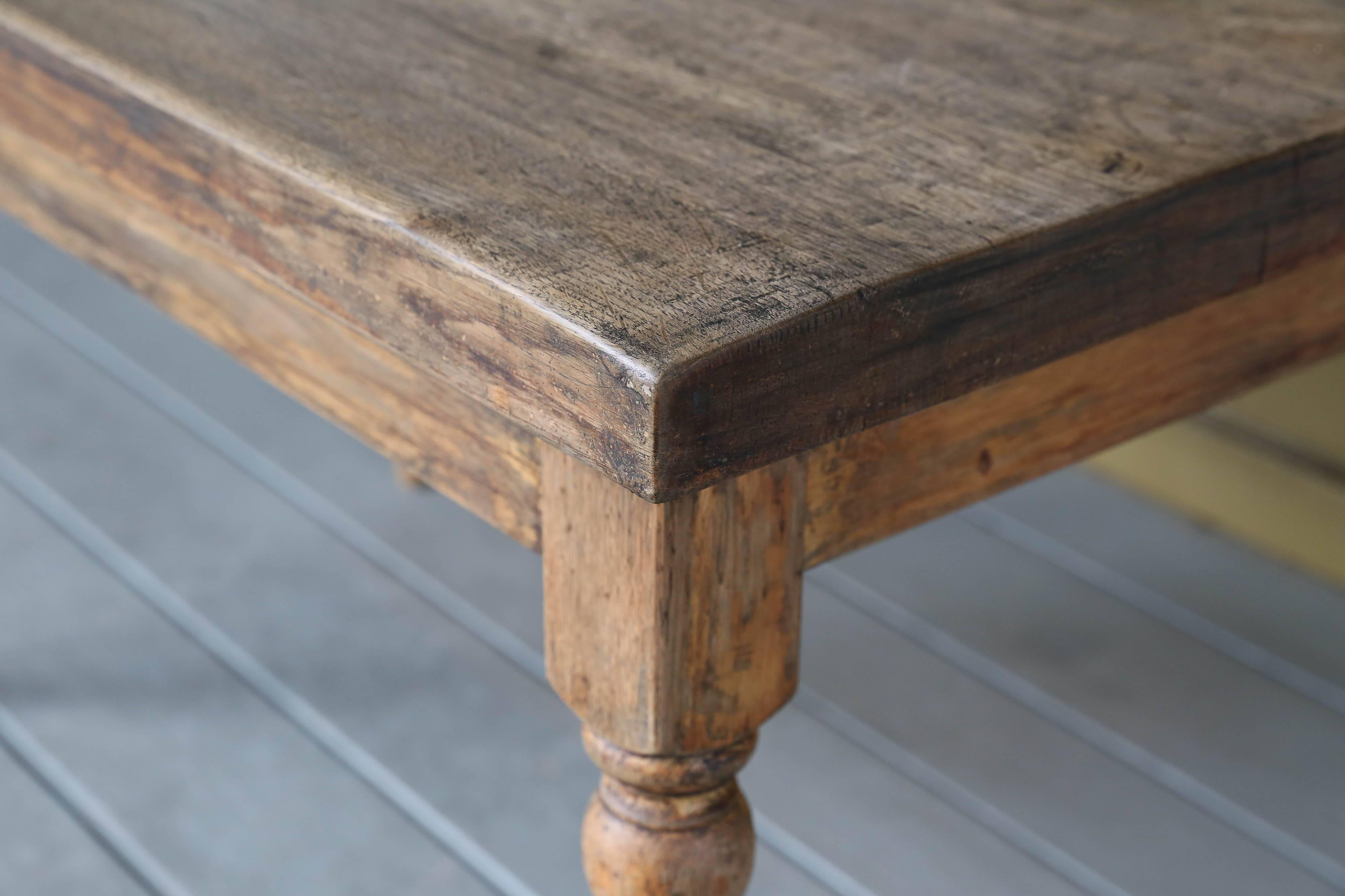 Rustic Petite Belgian Wood Farm Table, circa 1920