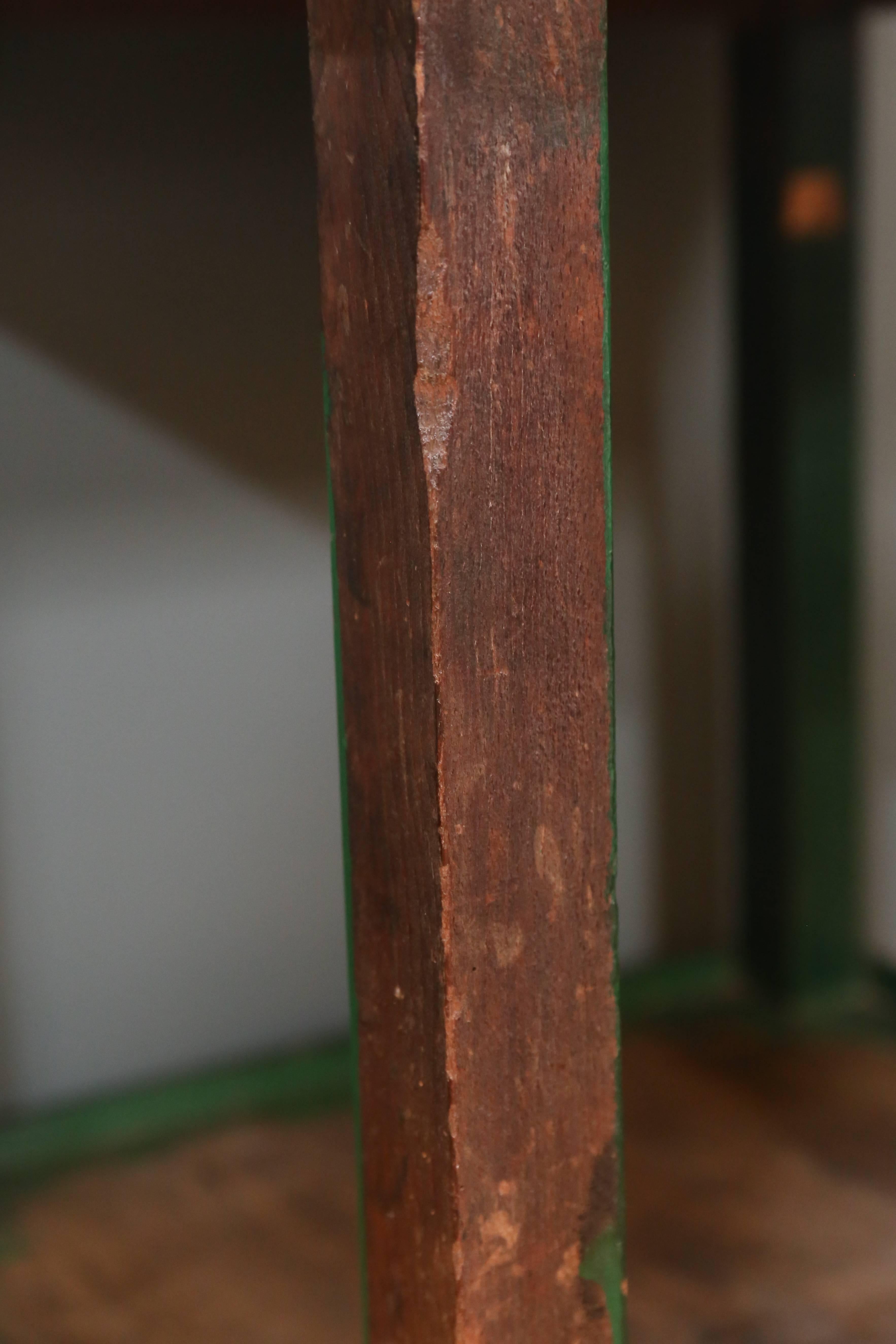 Tall Industrial Green Work Table with Bluestone Top from Belgium, circa 1940 In Good Condition In Houston, TX