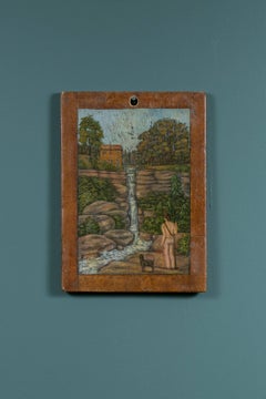 Dipinto a olio raffigurante una guida nativa americana, opera dell'artista folk americano Lew Hudnall
