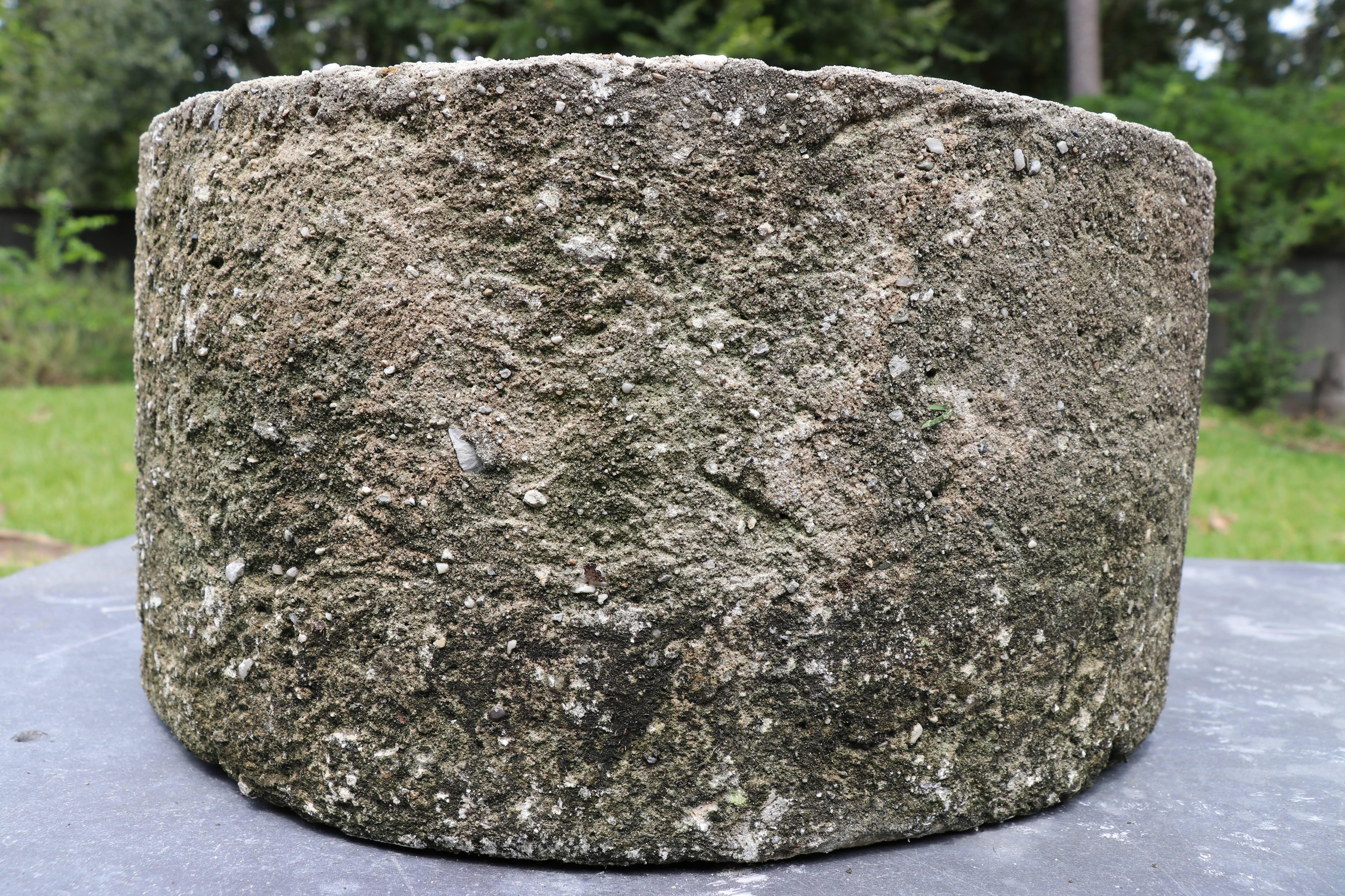 Rustic Large, Round Belgian Hand-Carved Bluestone Planter, circa 1900