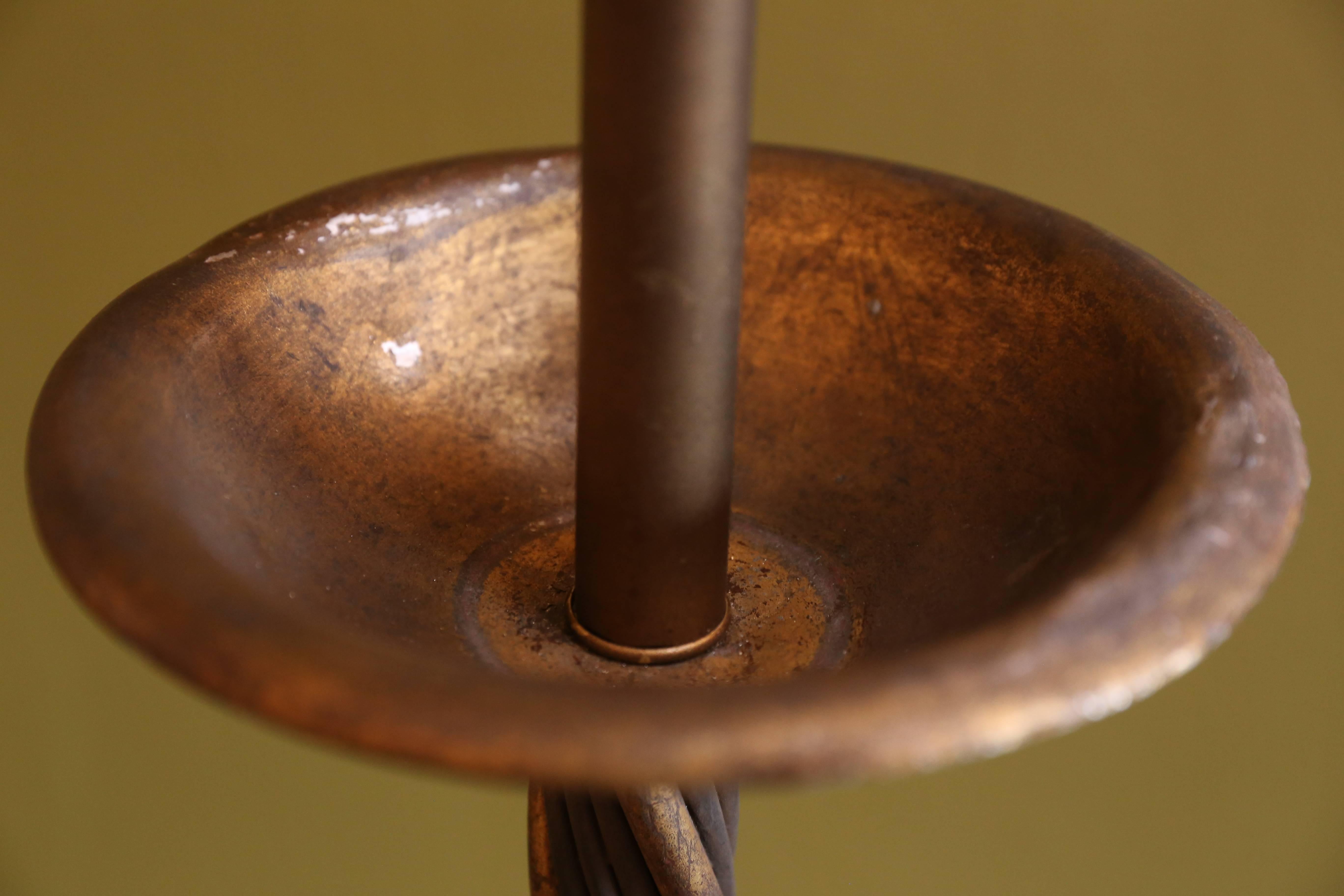 Unusual, French Black and Gold Floor Lamp, Circa 1940 In Excellent Condition In Houston, TX