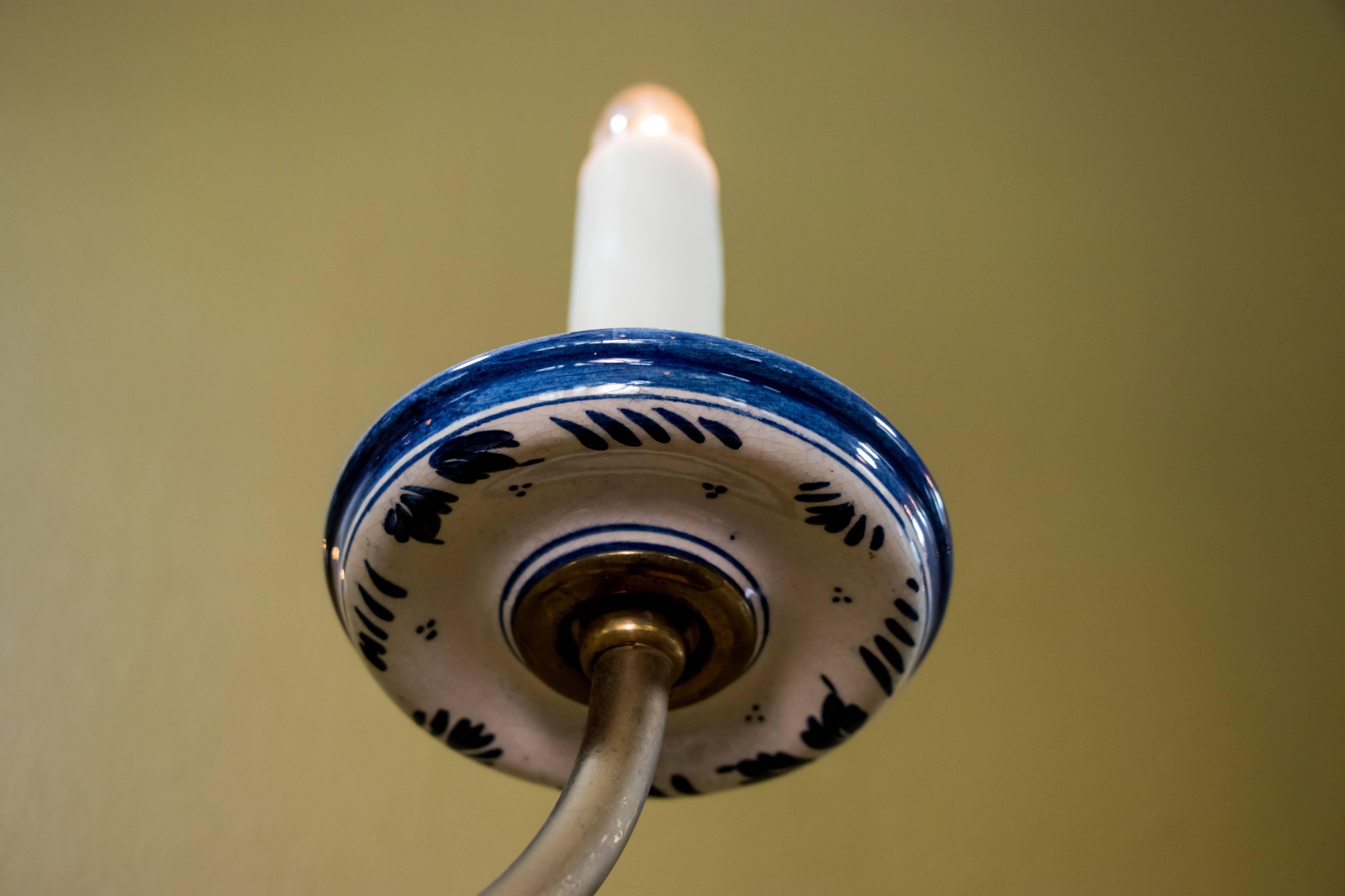 blue and white delft chandelier