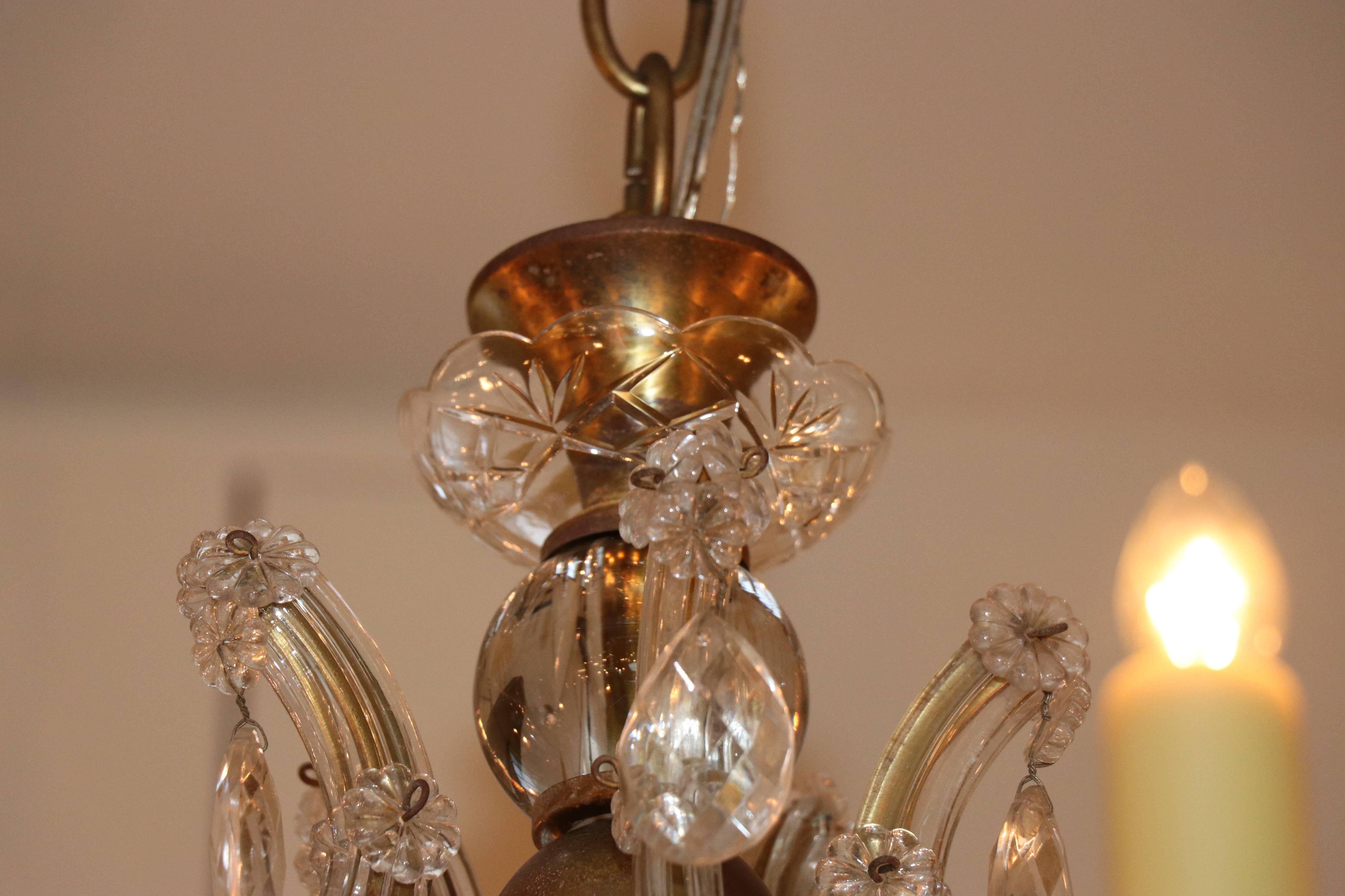 Large Vintage French Maria Theresa Style Crystal Chandelier with Ten Lights In Good Condition In Houston, TX