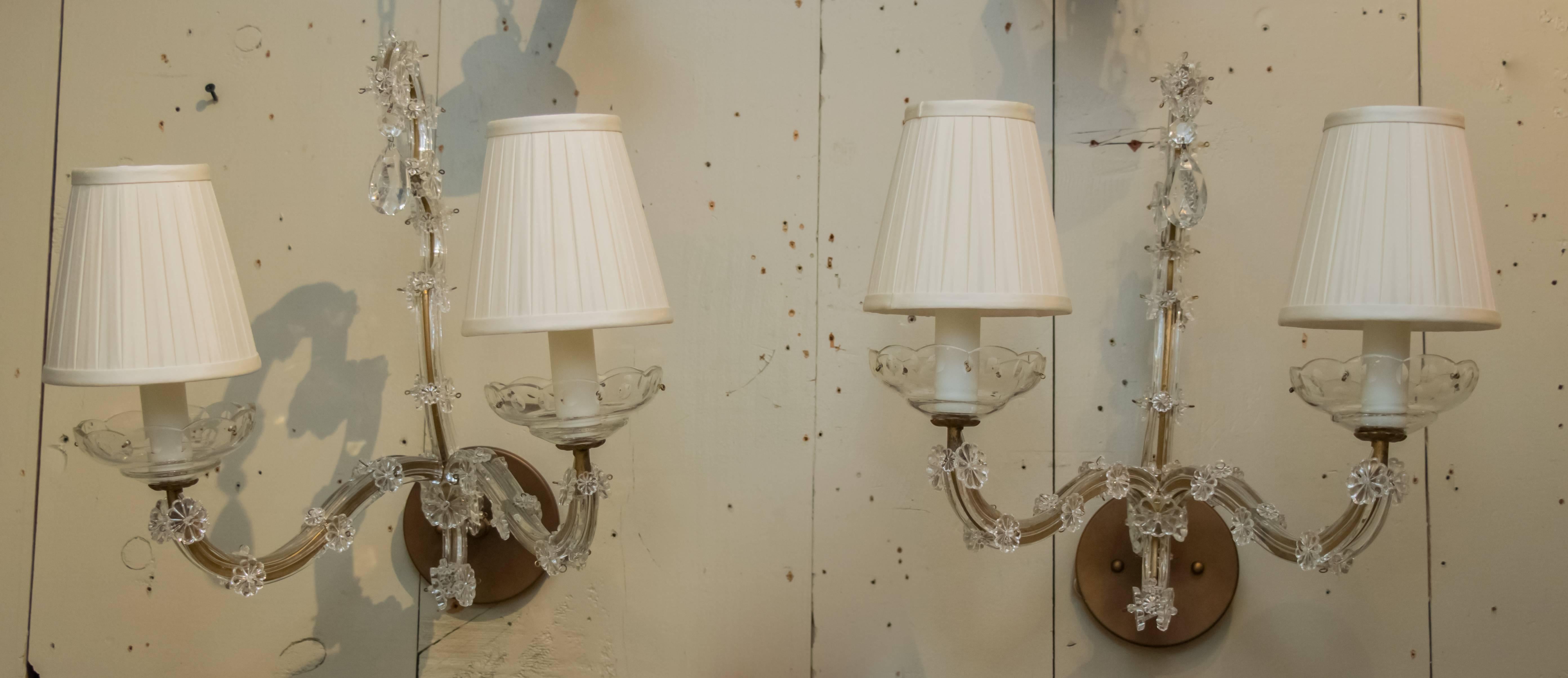 Pressed Pair of Vintage French Maria Theresa Style Sconces For Sale