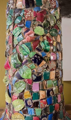 One of a Kind, Handmade French Pique Assiette Mosaic Table Lamp, circa 1930s