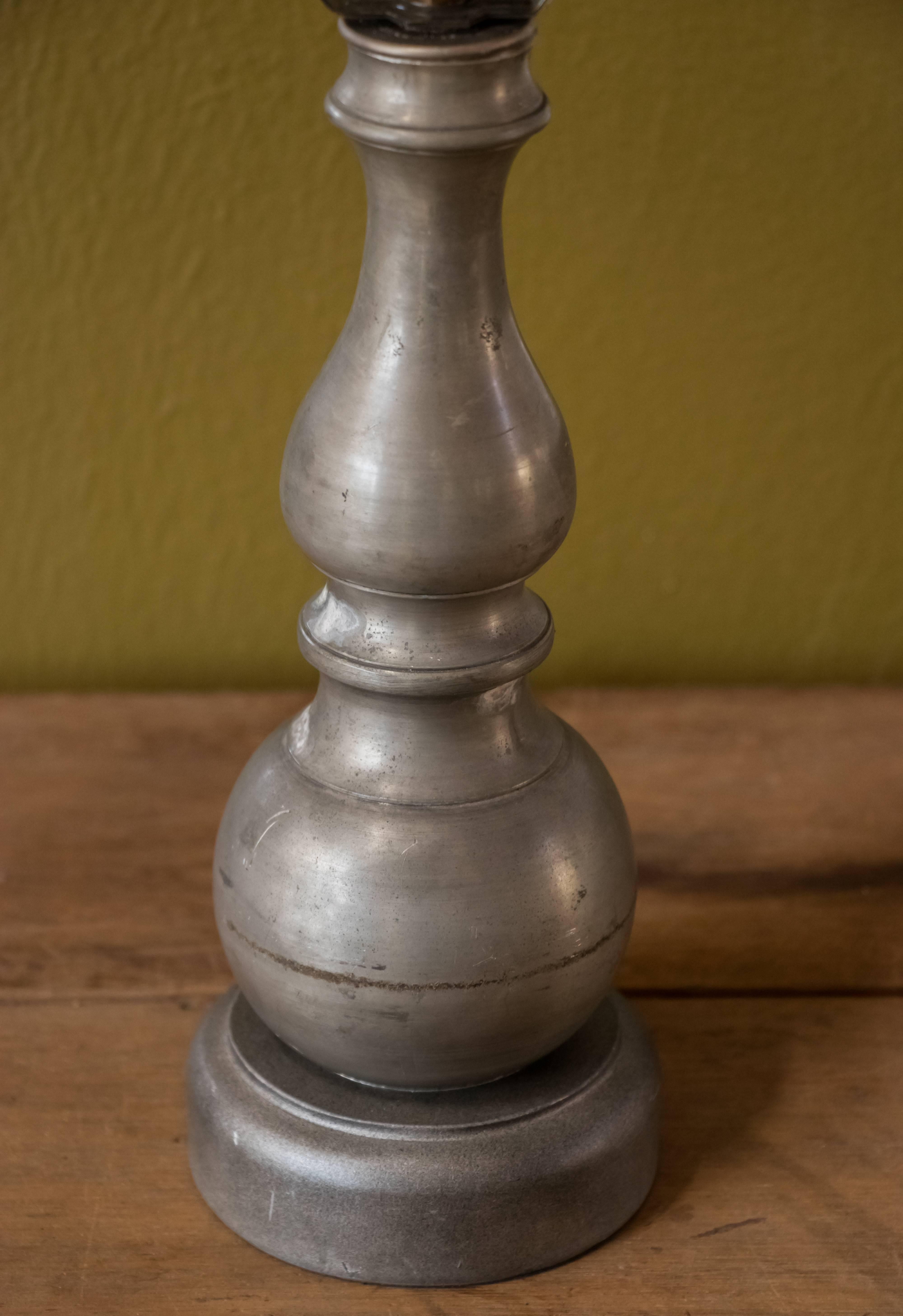 American Colonial Pair Classic European Pewter Table Lamps