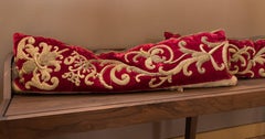 Pair of Antique Red Velvet "Cloth of Gold" Pillows, circa 1900