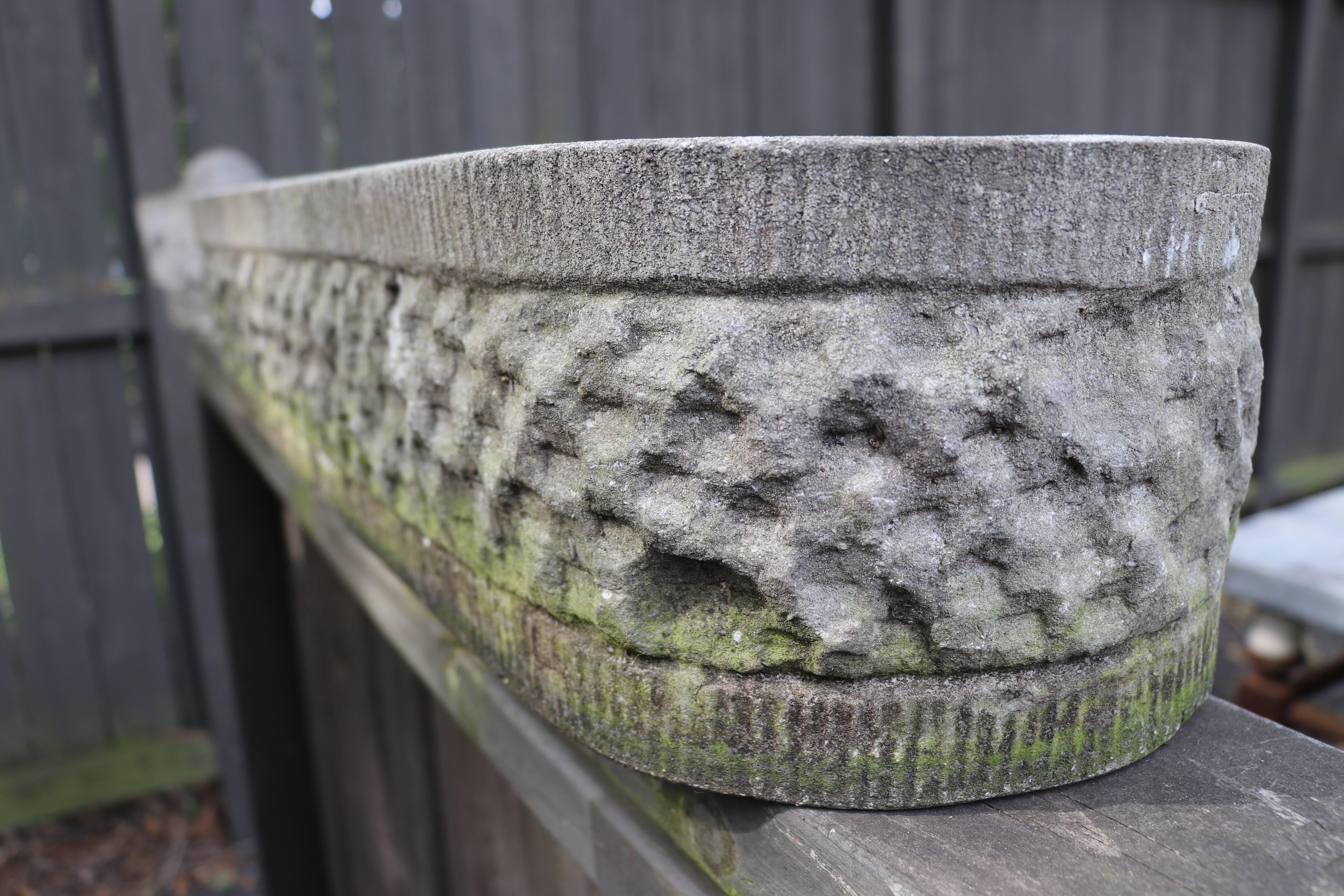 Hand-Carved Bluestone Oval Planter In Good Condition In Houston, TX