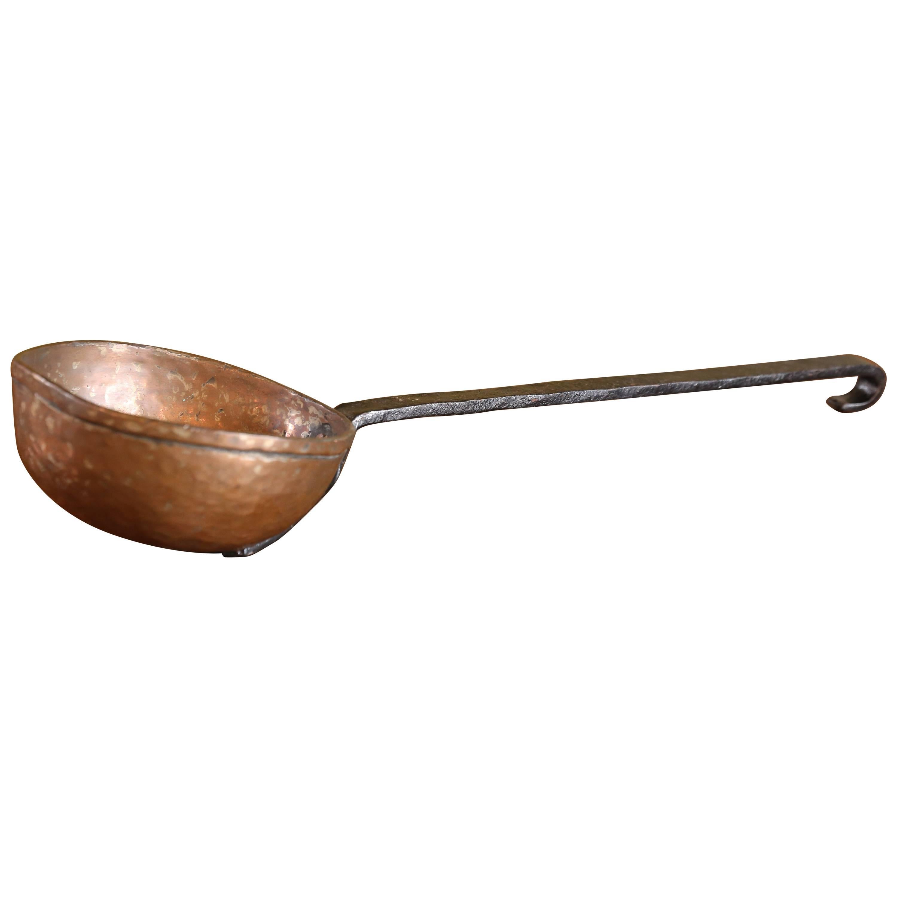 Over-Sized Antique Copper and Iron Ladle