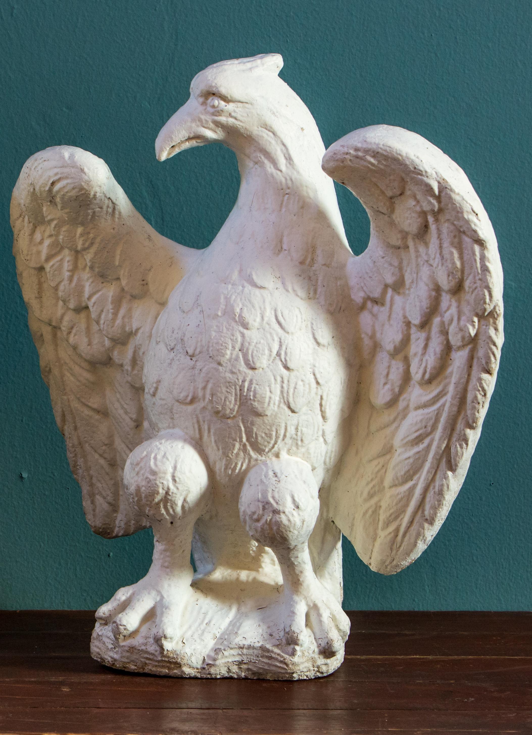 French Wonderful Pair of Classic Eagles Cast Concrete