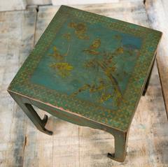 Vintage Green Wooden Chinoiserie Table