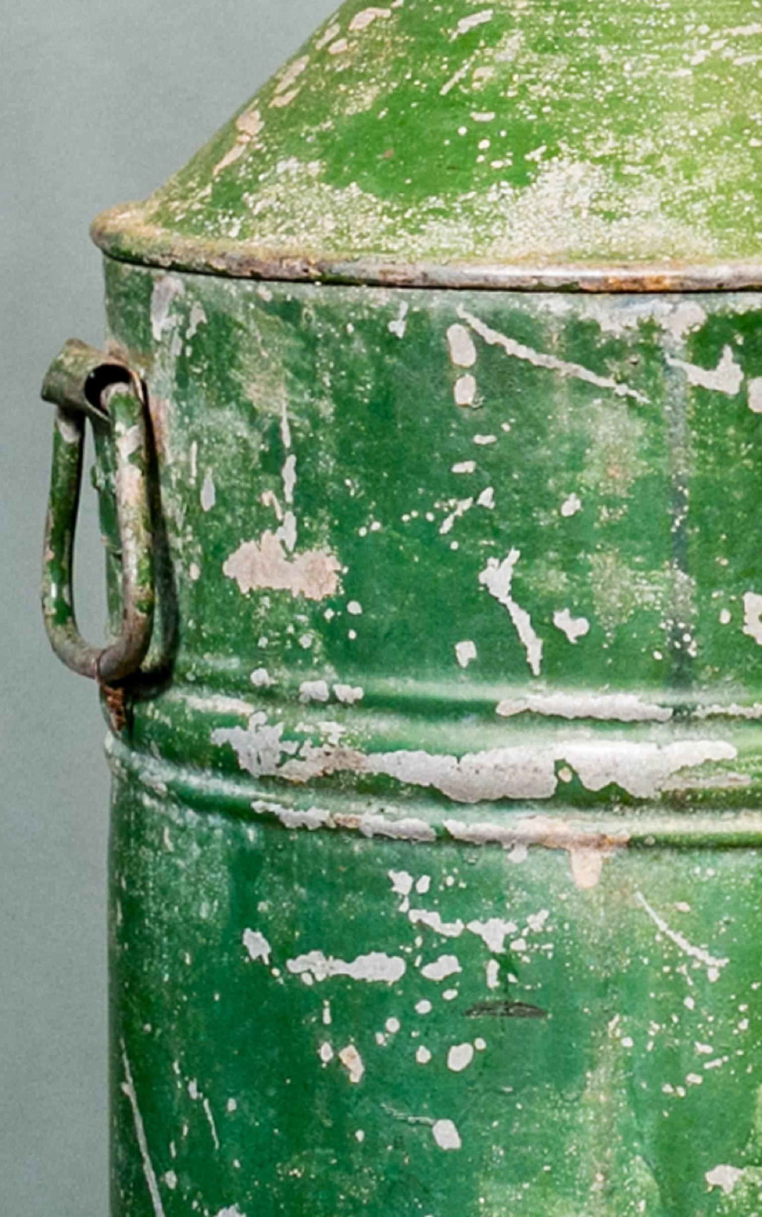 Industrial Rustic Painted Galvanized Vessel as Lamp
