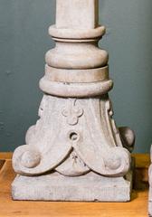 Pair of Tall Antique Carved Bluestone and Wood Table Lamps