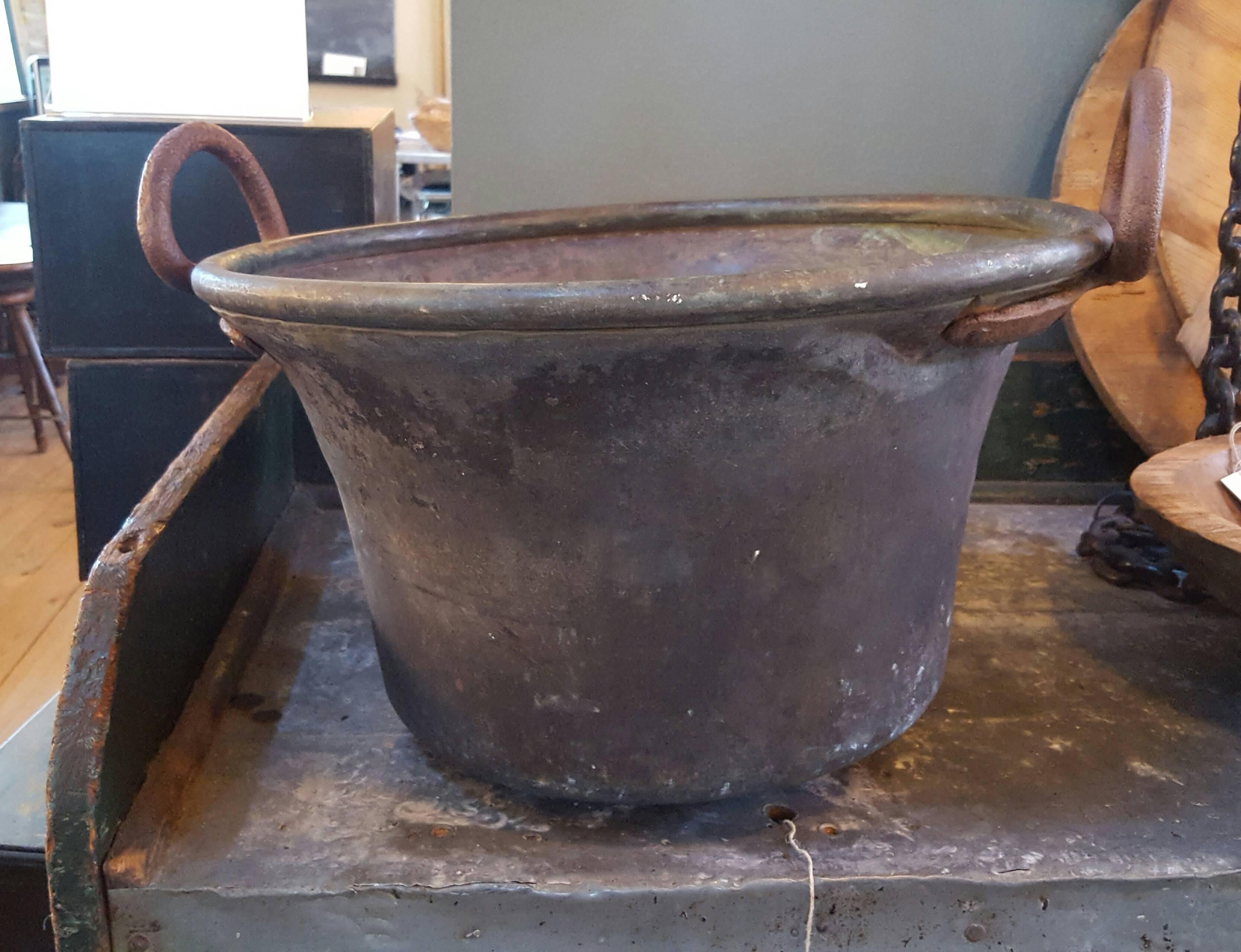 French Copper Buckets with Iron Handles from France, circa 1890