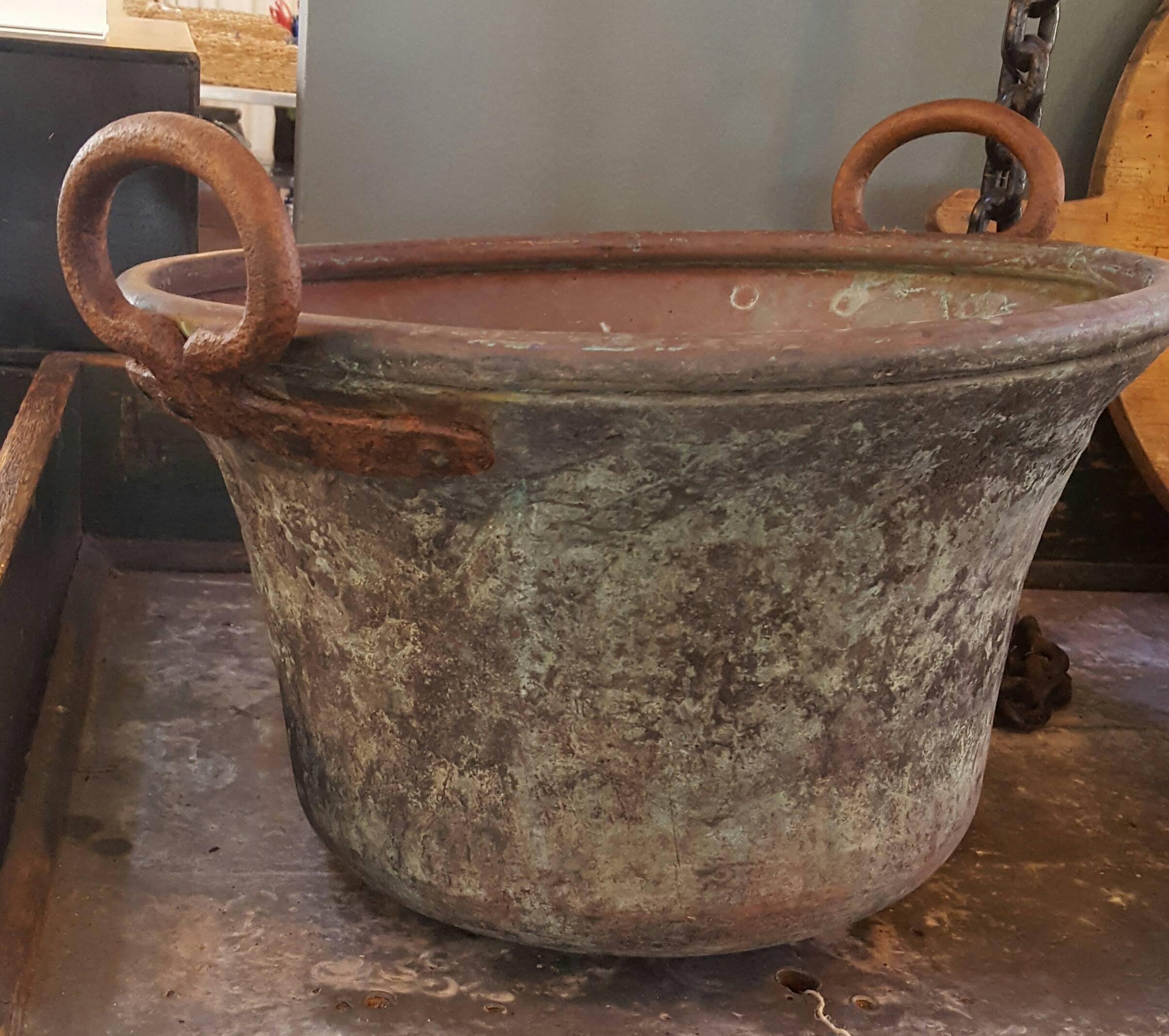 Late 19th Century Copper Buckets with Iron Handles from France, circa 1890