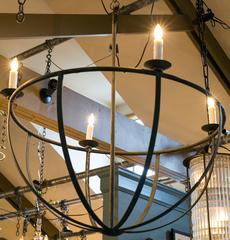 Custom Hand-Forged Round  Iron "Pike" Chandelier