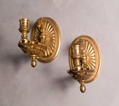 Pair Italian Heavy Brass Empire Style Candle Sconces