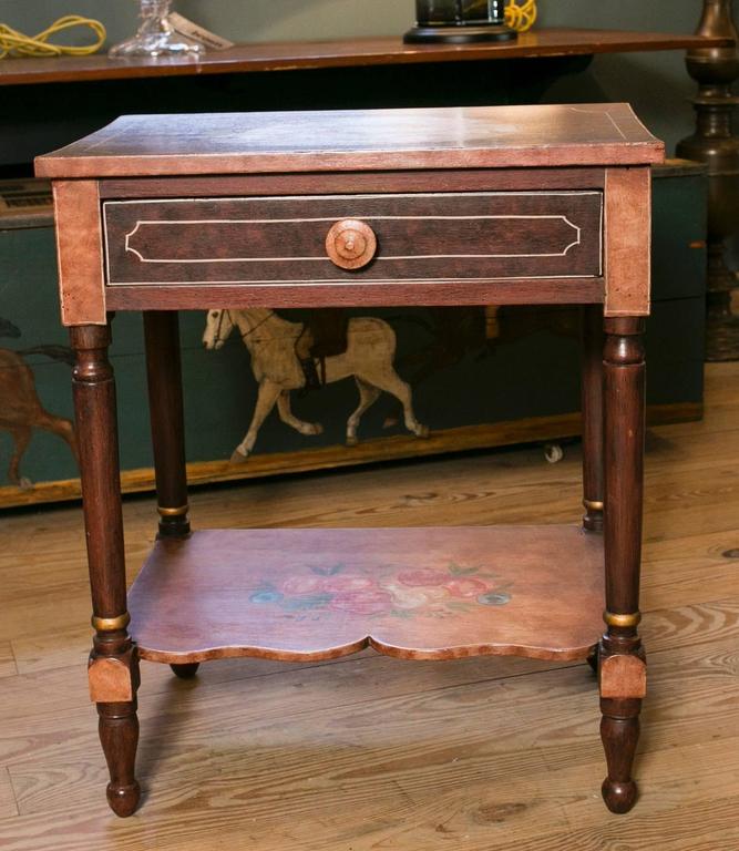 Antique Bedside Table HandPainted by Lew Hudnall For Sale at 1stdibs