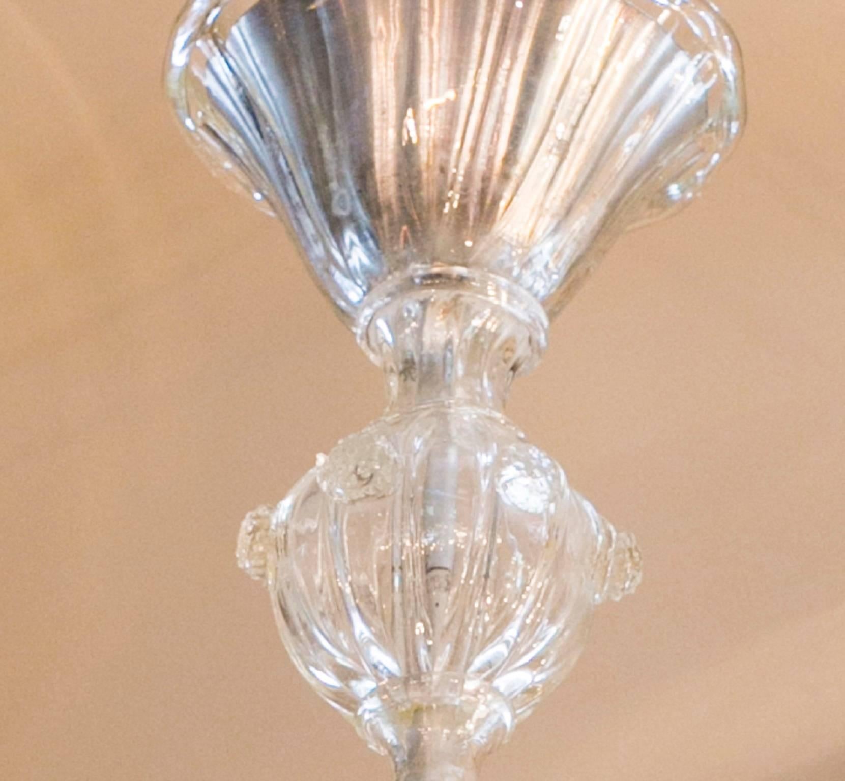 Mid-Century Modern Clear Swirl Italian Murano Glass Chandelier, circa 1960