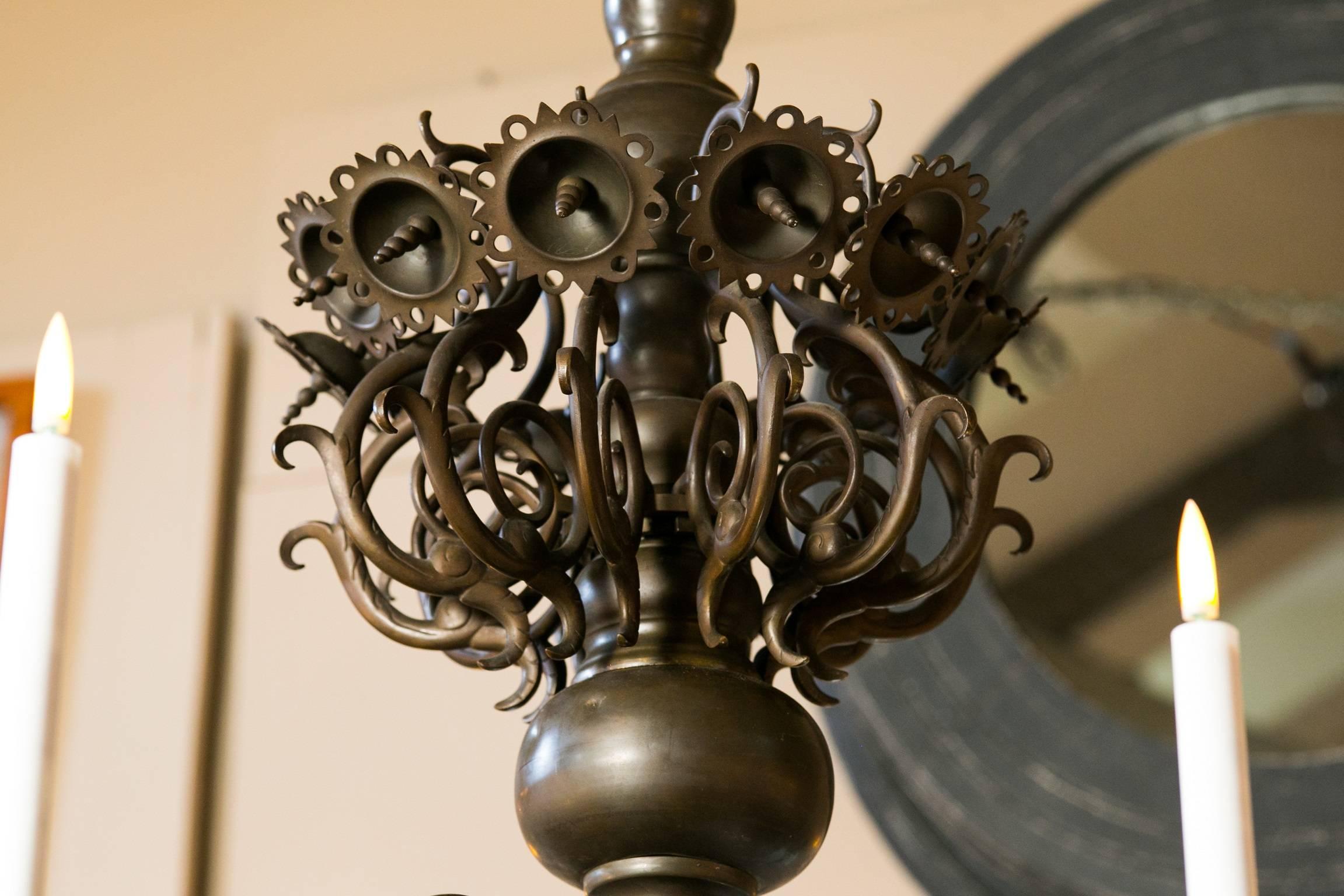 Baroque Revival Magnificent Belgian Bronze Dutch Baroque-Style Chandelier, circa 1880 For Sale