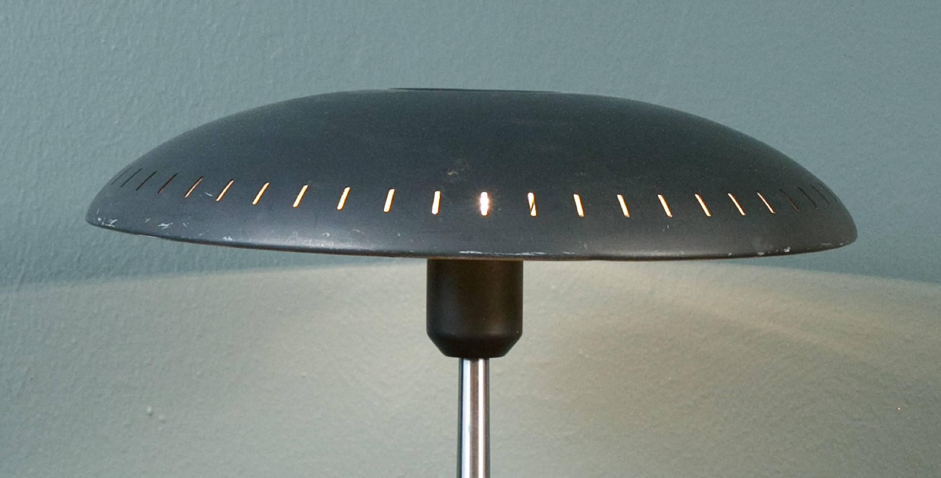 Dutch Mid-Century Modern Metal Table Lamp by Louis Kalff for Philips, circa 1950