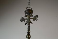 Bronze Flemish Style Chandelier for Candles with Double Headed Eagle, circa 1940