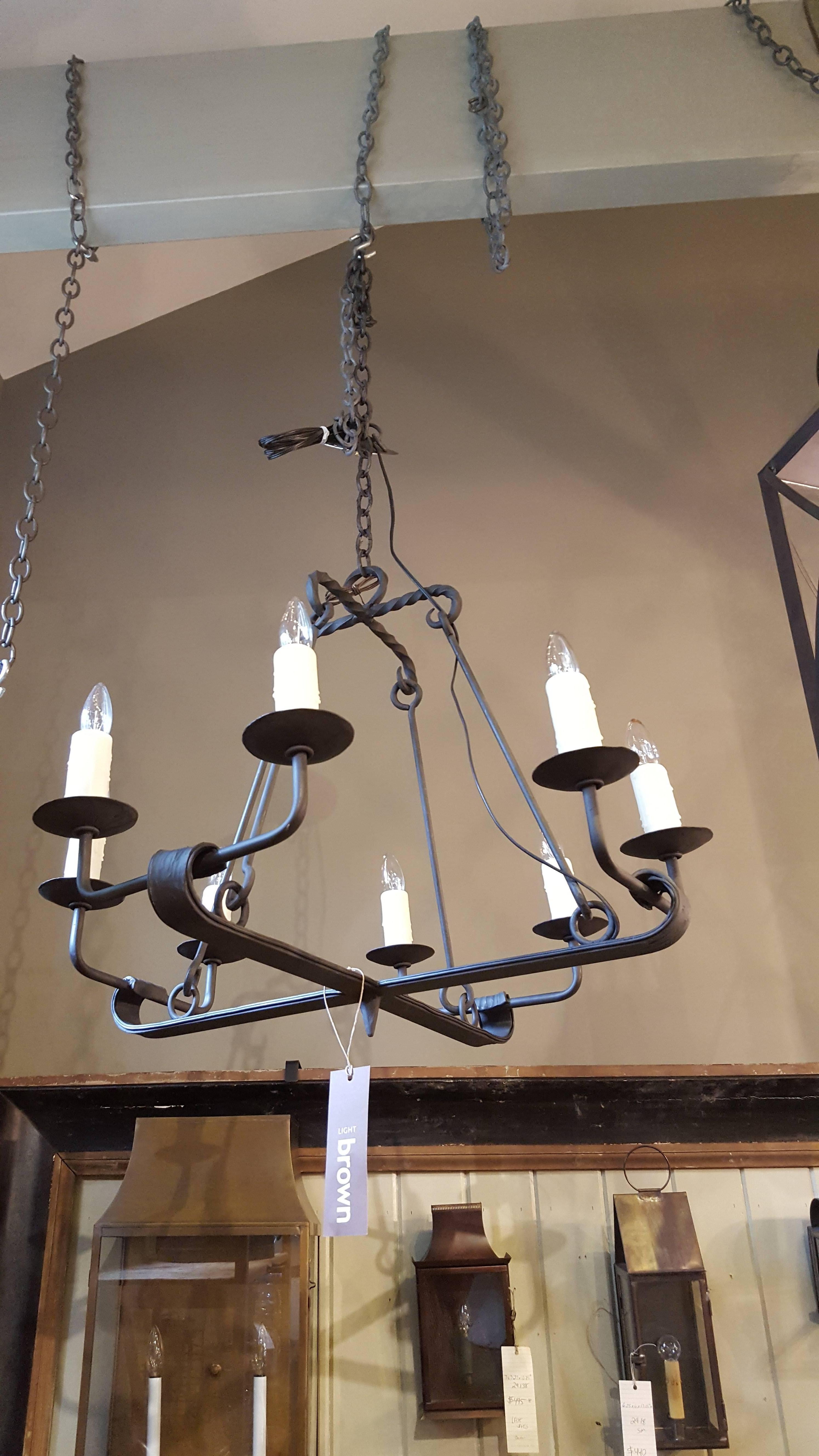 Wrought Iron  American Blacksmith-Made Custom Eight-Light Iron 