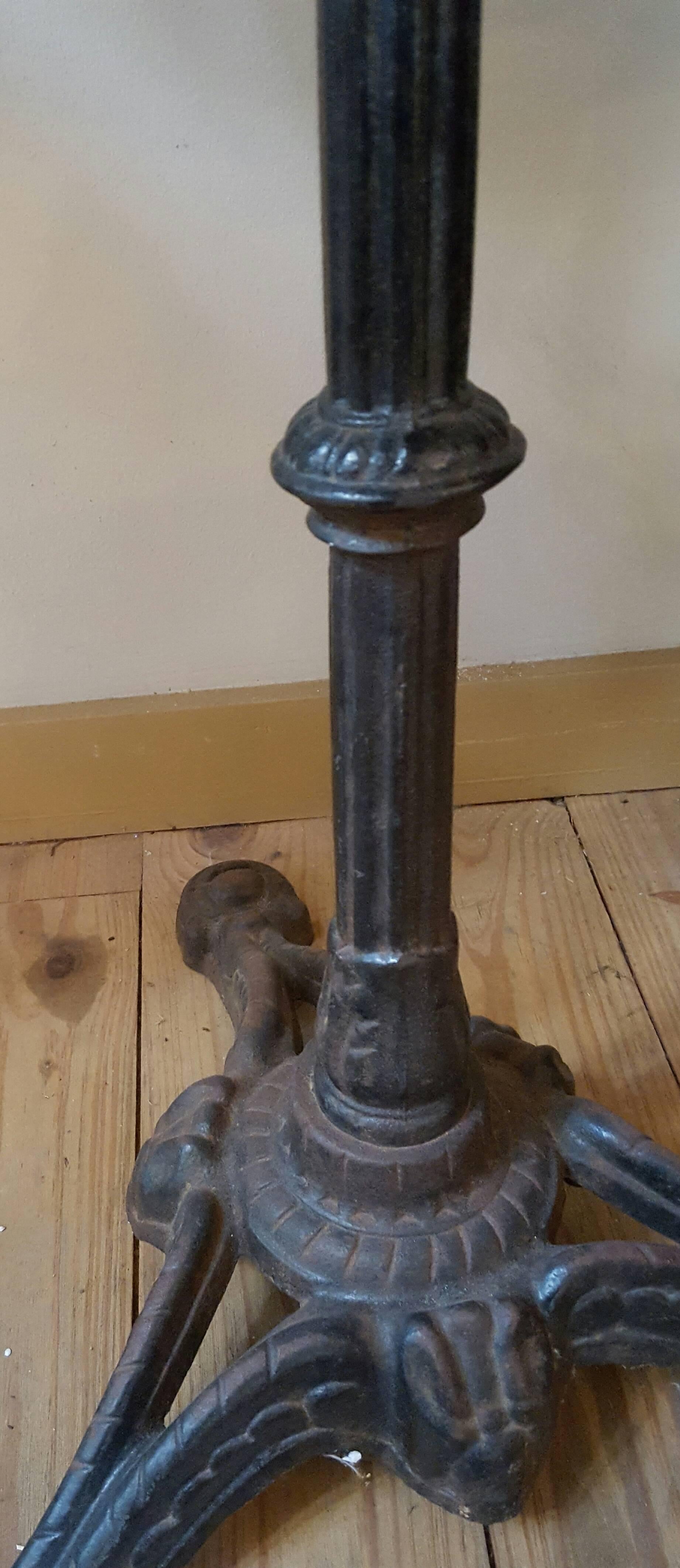 Belle Époque Pair of Marble and Cast Iron Bistro Tables from France