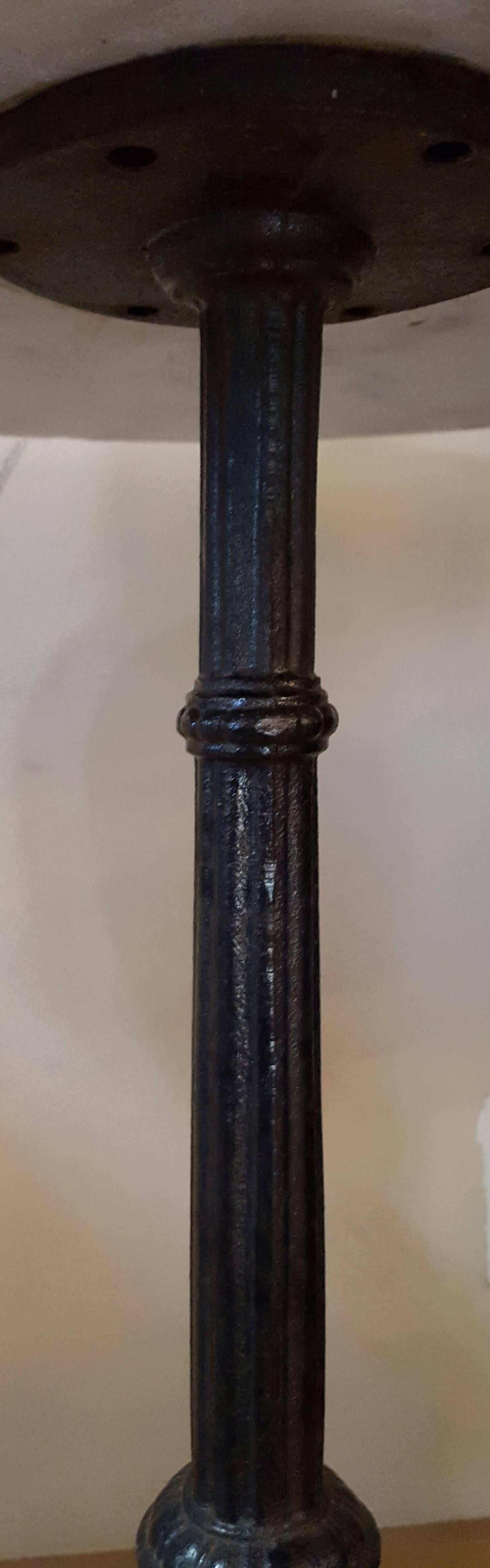 French Pair of Marble and Cast Iron Bistro Tables from France