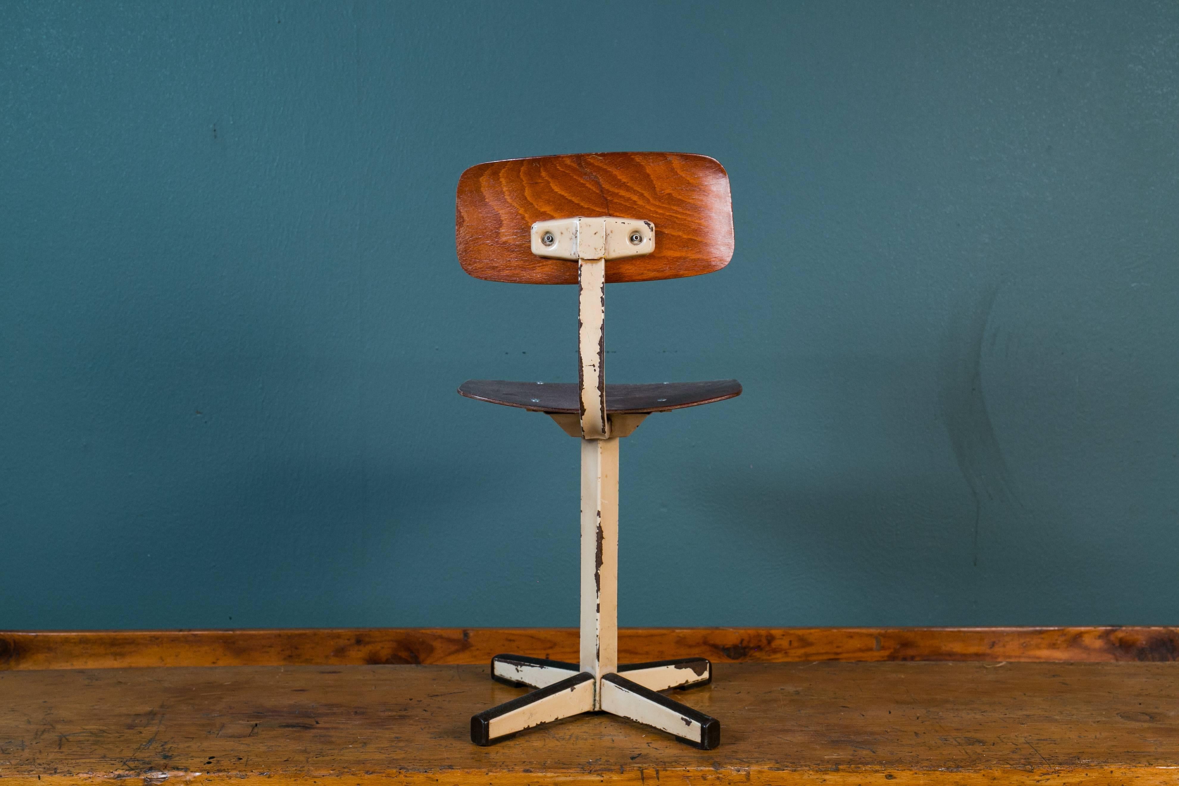 Mid-Century Modern Mid-Century Plywood and Painted Steel Industrial Child's Chair