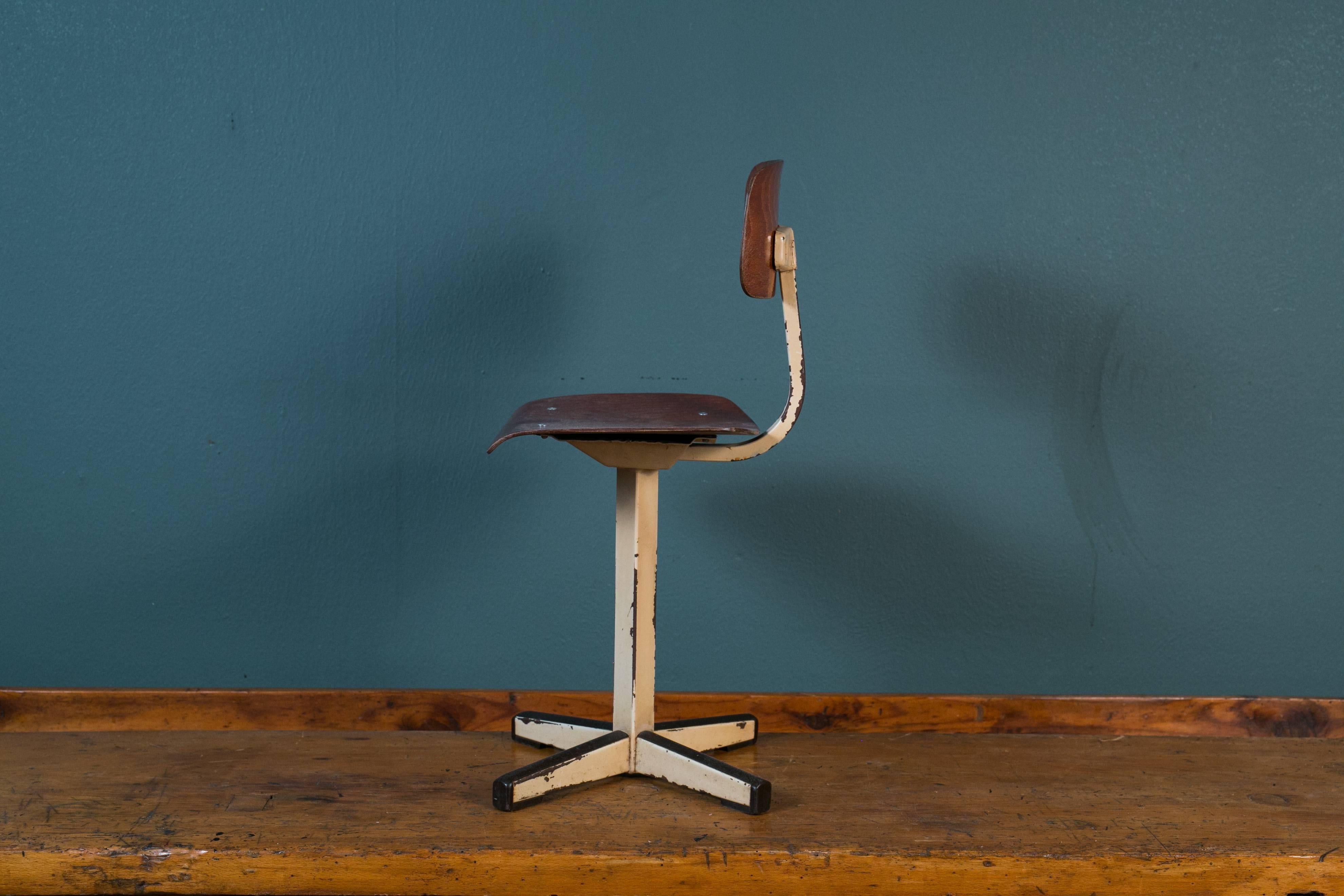 Mid-20th Century Mid-Century Plywood and Painted Steel Industrial Child's Chair