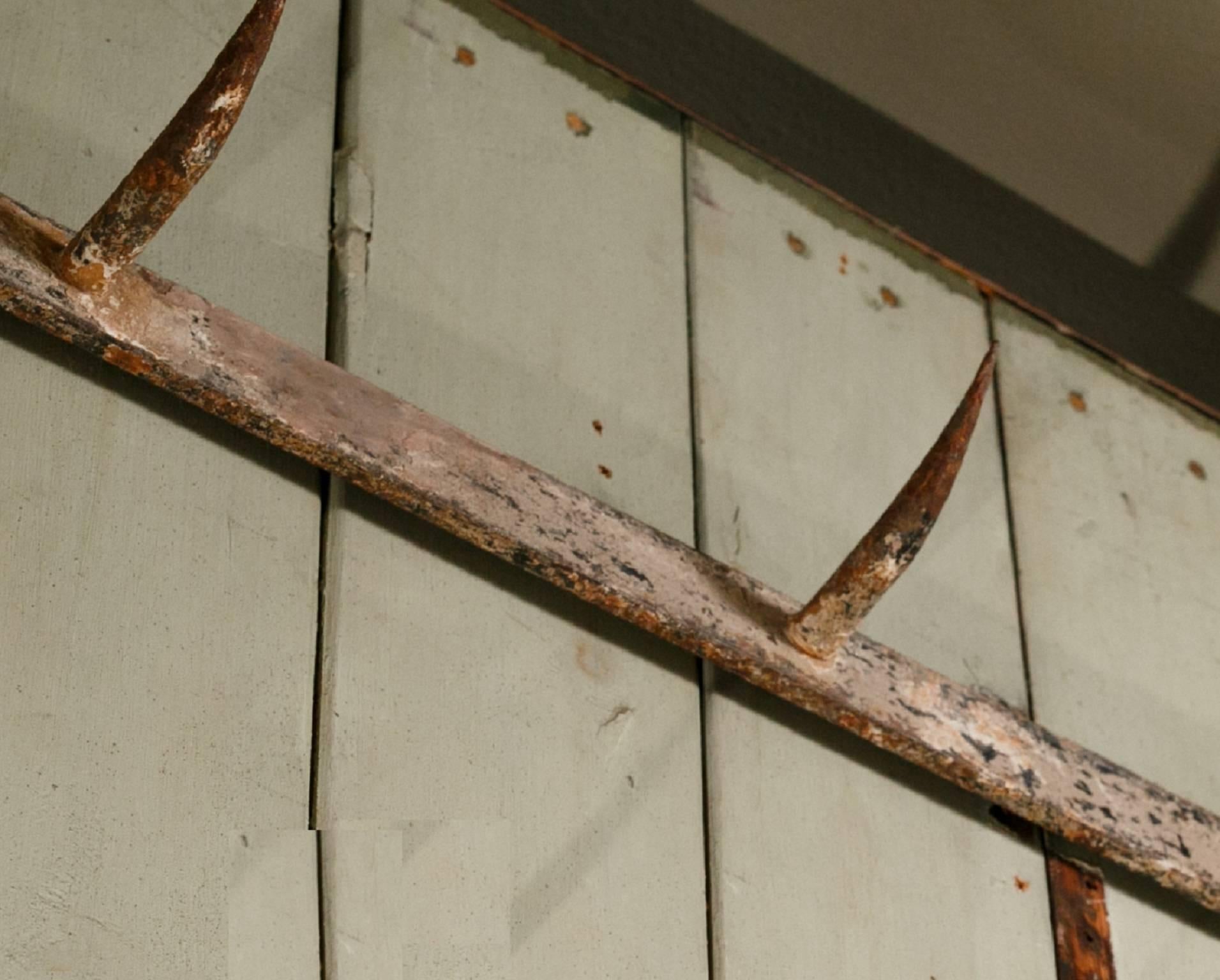 Industrial Painted Iron Pot Rack from Butcher Shop, circa 1920