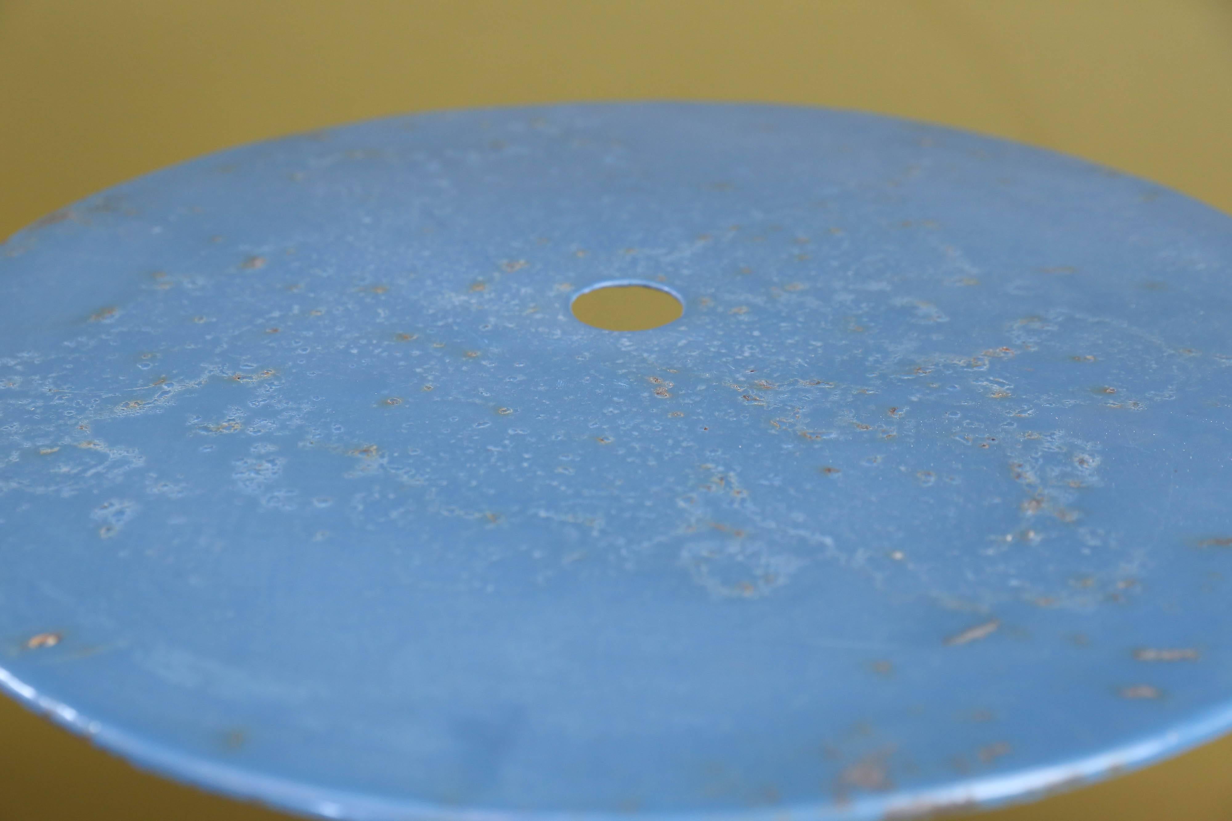 Blue Metal  Bistro Table with Gueridon Style Legs from France, circa 1960 In Good Condition In Houston, TX