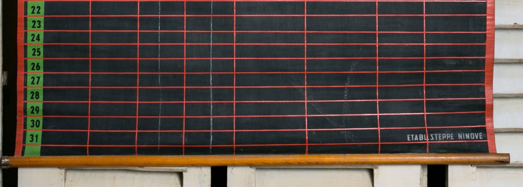 Belgian Black, Green, Red and Blue Hand-Painted Weather Chart from Belgium circa 1940's