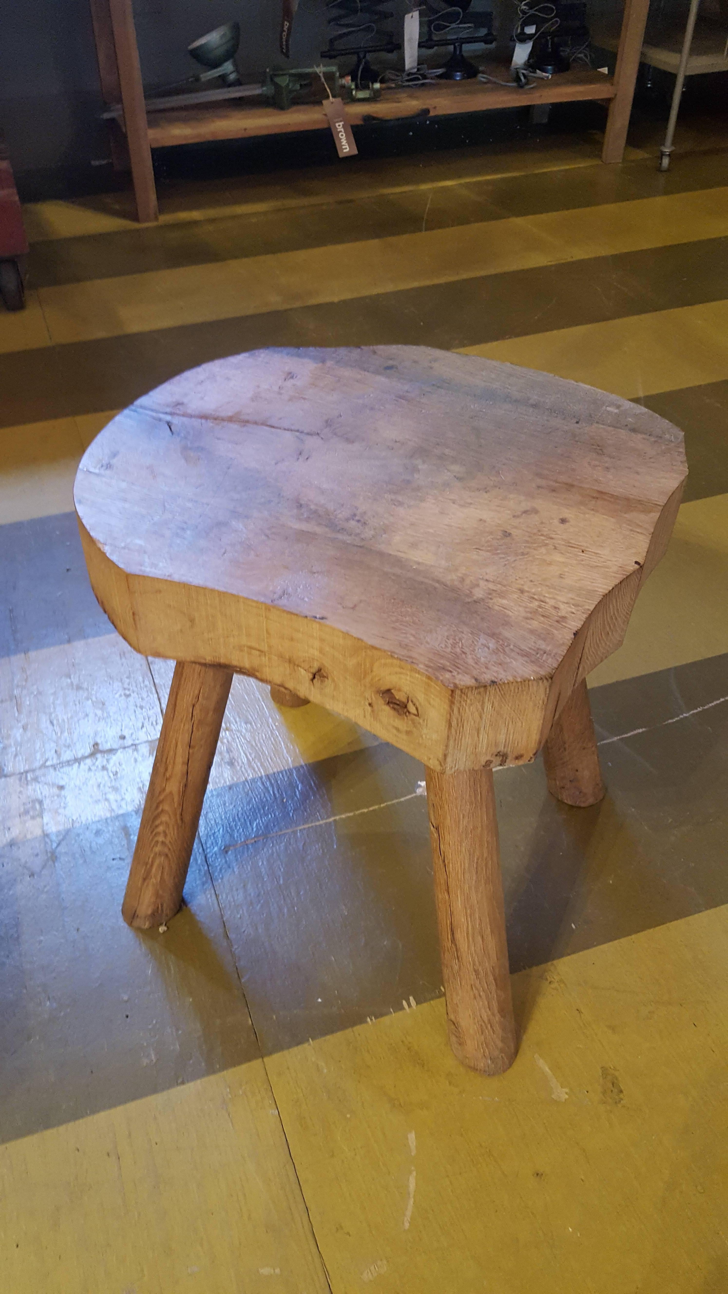 primitive wood stool