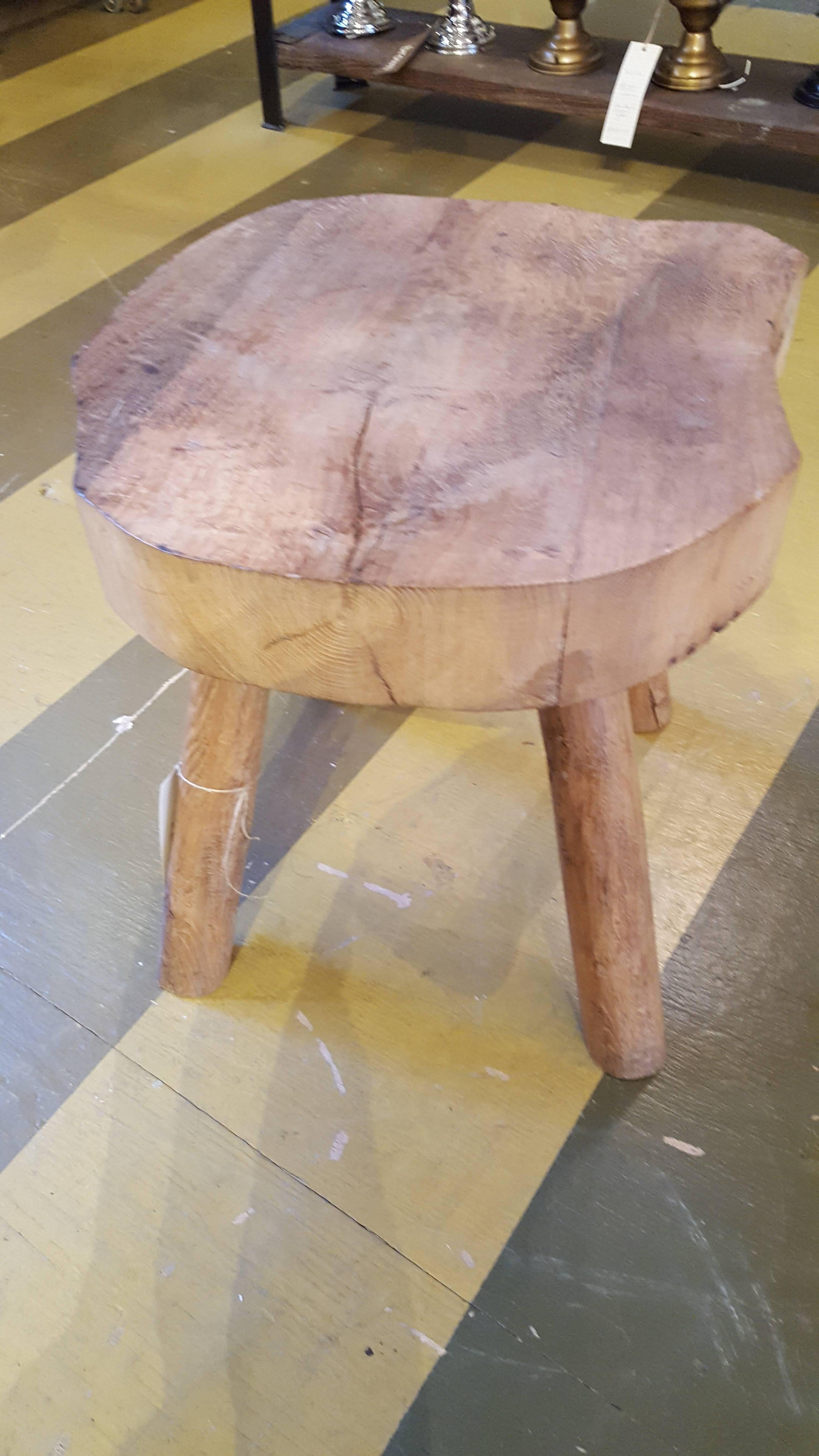 primitive wooden stool