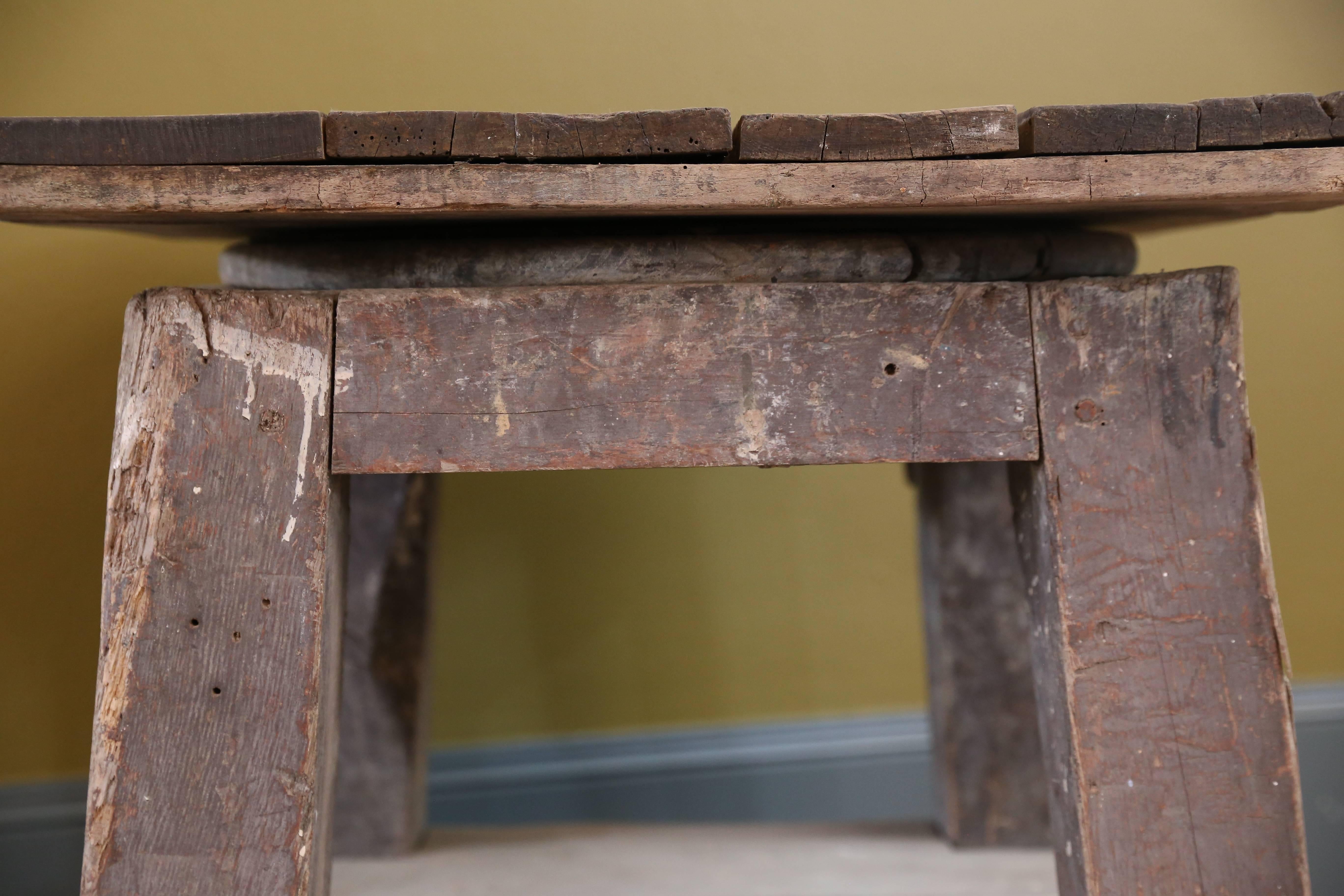 Wood Potter's Table on Casters from France, circa 1910 In Good Condition In Houston, TX