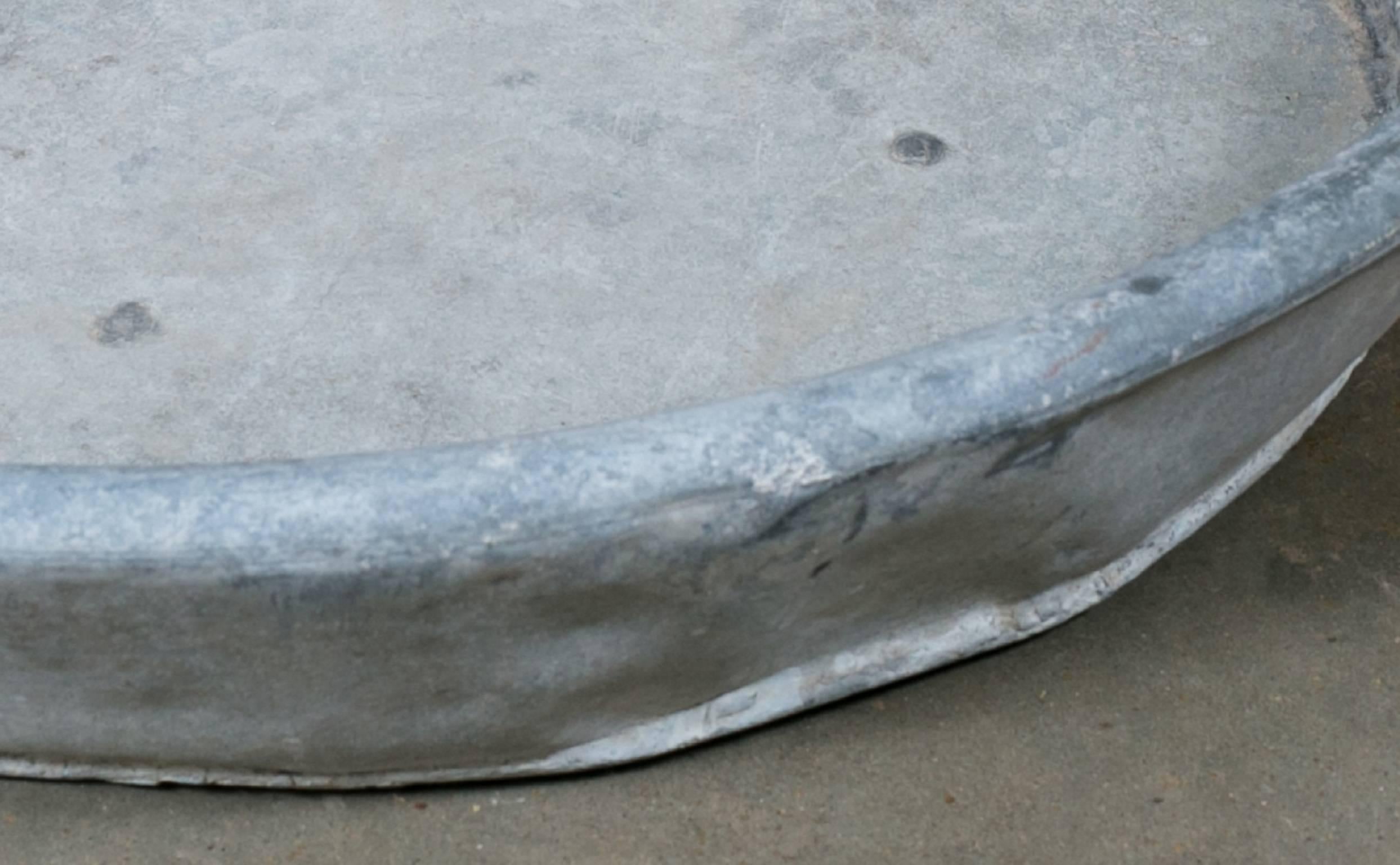 Over-Sized Industrial Zinc Bowl with Spout In Good Condition In Houston, TX