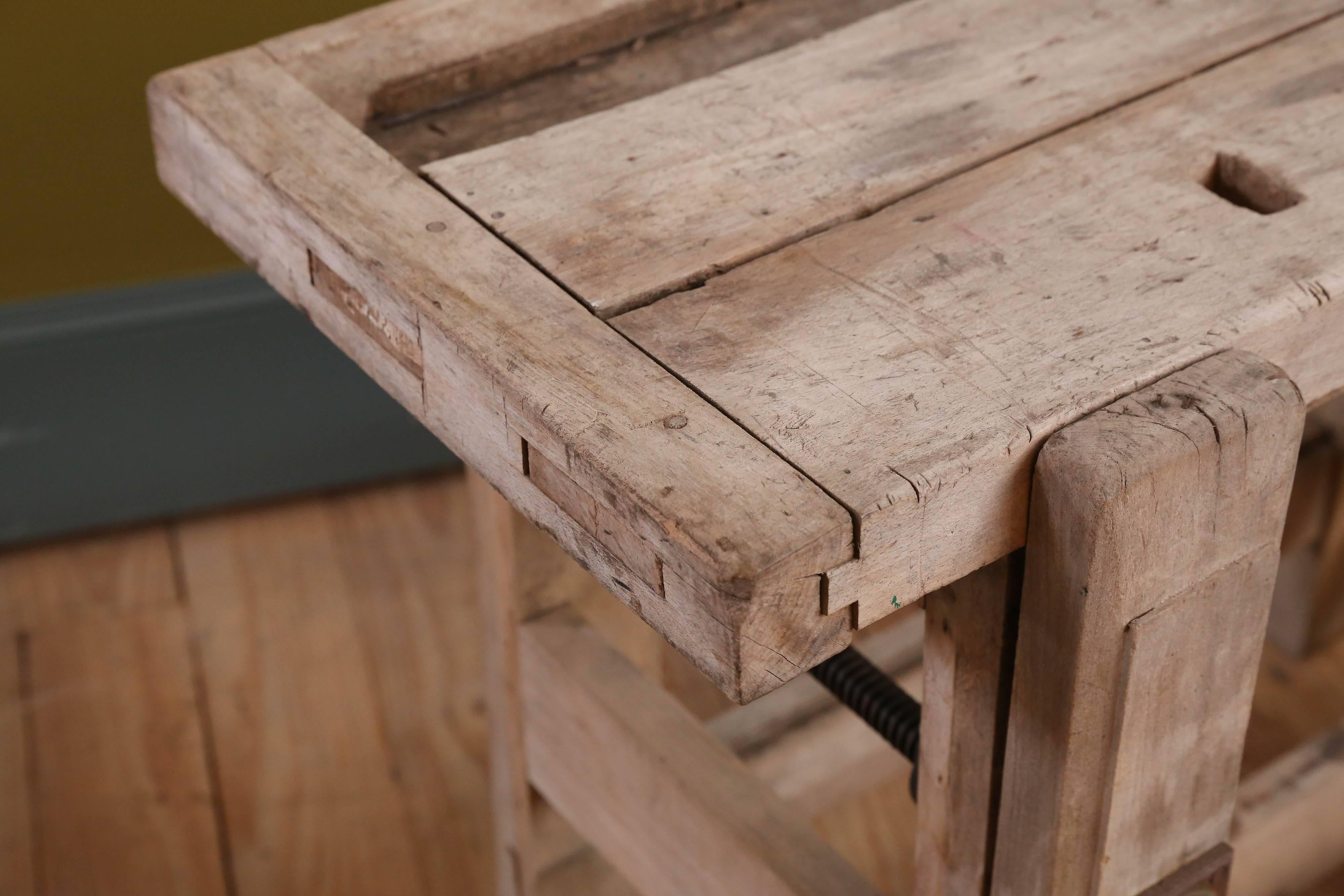 Small Bleached Oak Work Table from Belgium 1
