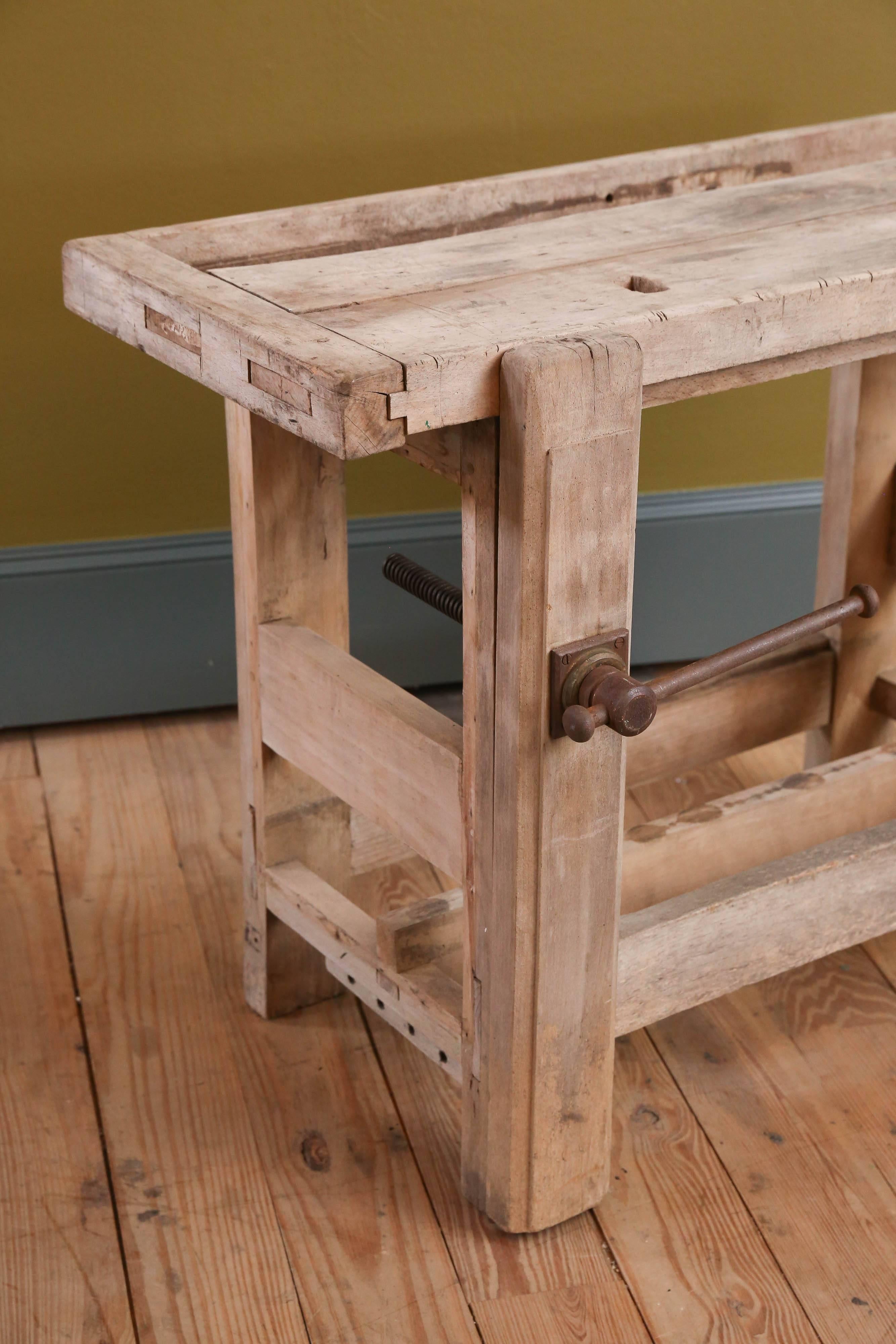 Small Bleached Oak Work Table from Belgium 4