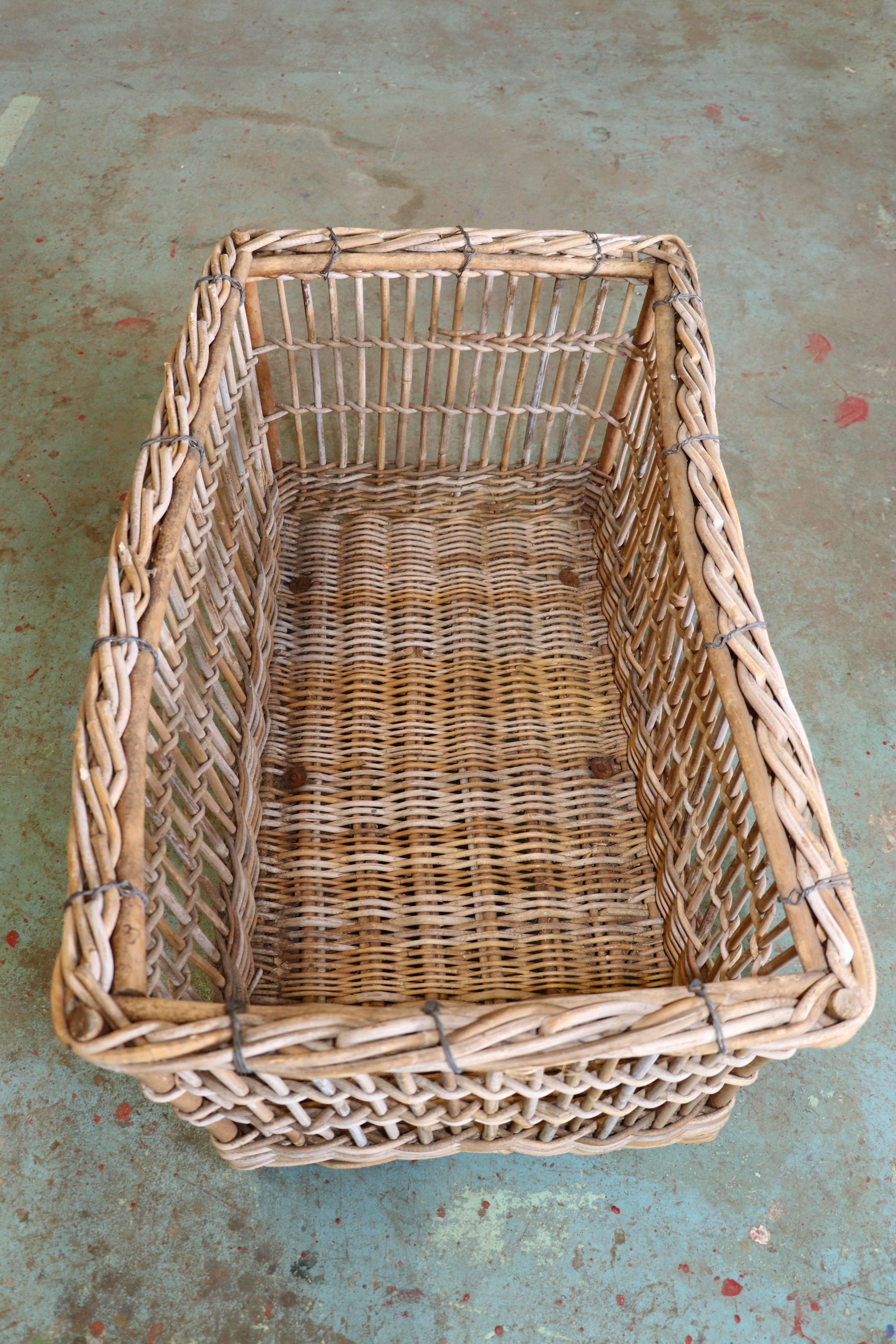 Woven Large, Belgian Wicker Cart on Casters, From a Linen Factory, Circa 1920