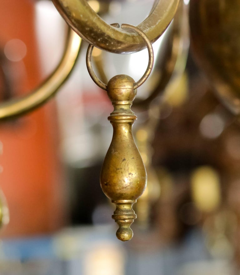 Bronze Flemish Chandelier with Drops from Belgium, circa 1910 For Sale