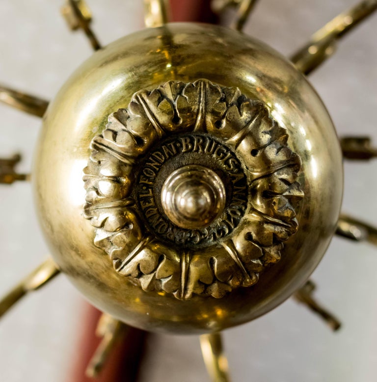 Bronze Flemish Chandelier with Drops from Belgium, circa 1910 For Sale