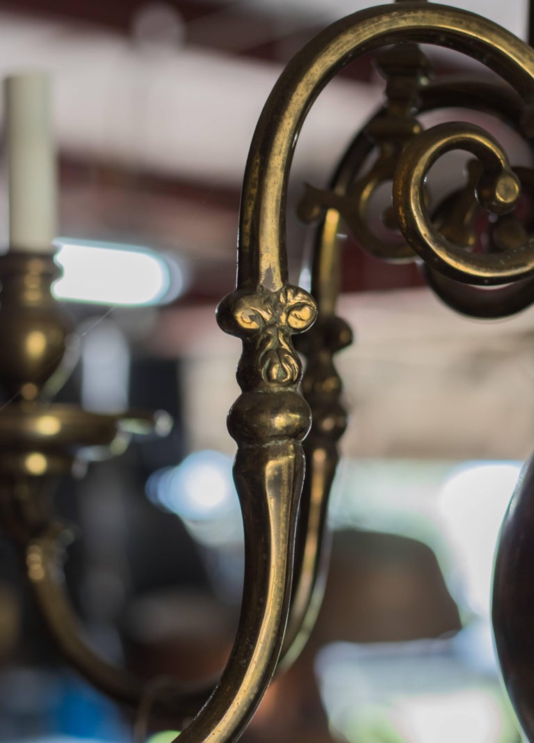 Bronze Flemish Chandelier with Drops from Belgium, circa 1910 For Sale