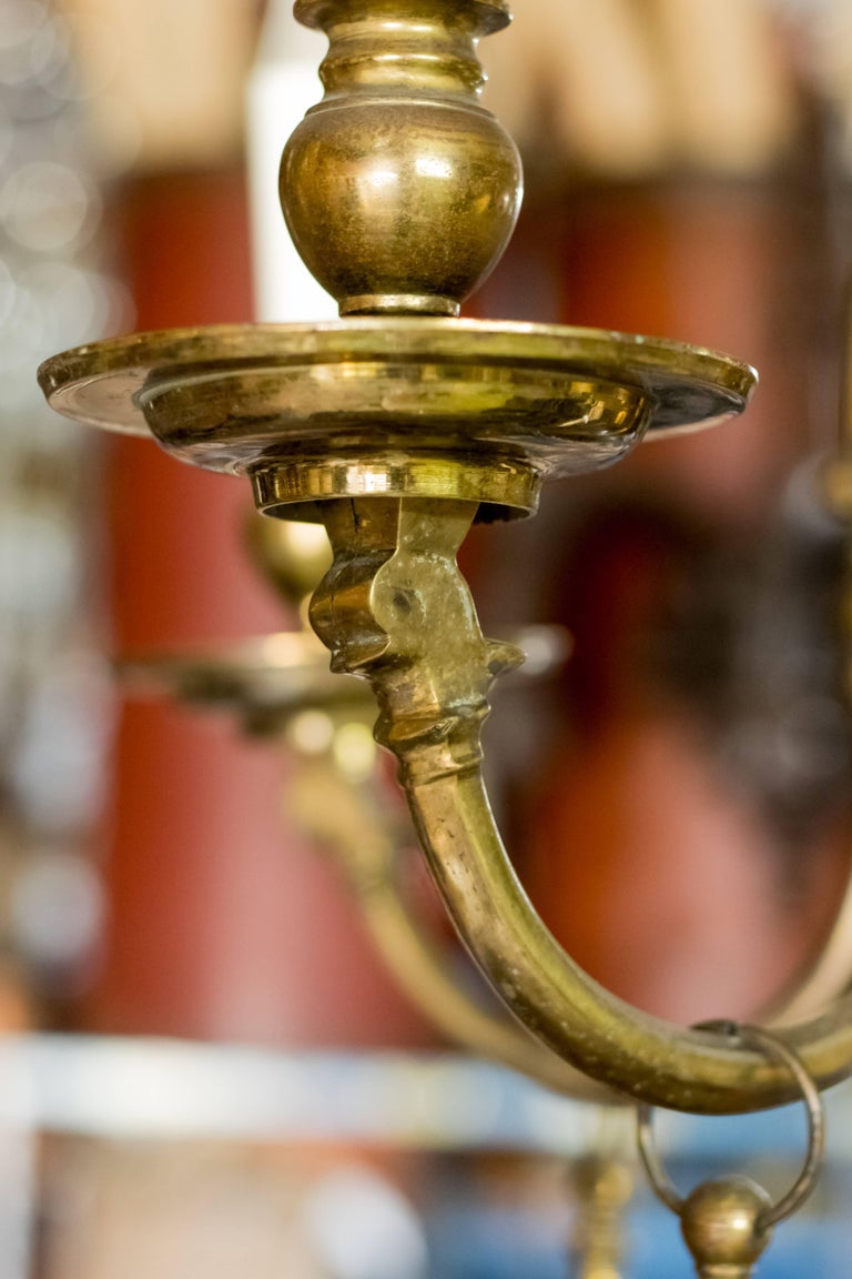 Bronze Flemish Chandelier with Drops from Belgium, circa 1910 For Sale