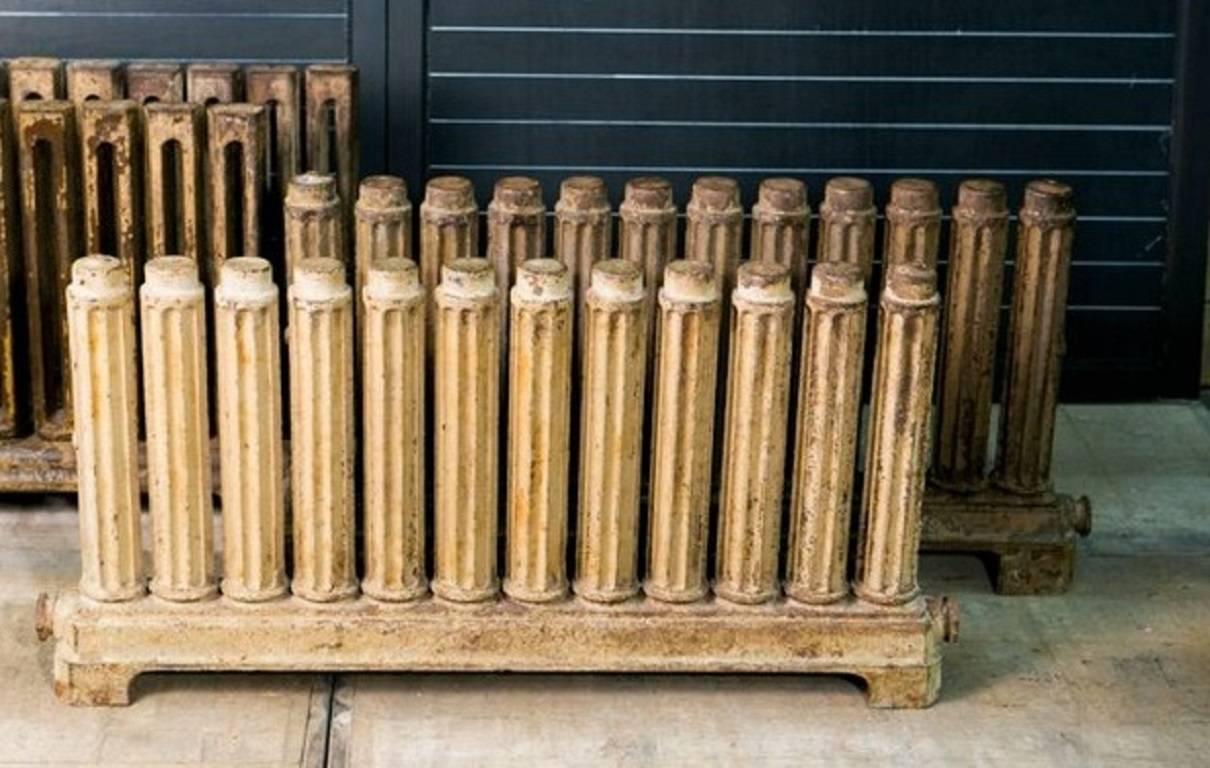 Belle Époque Pair Heavy, Belgian Cylindrical Iron Steam Radiators, circa 1900